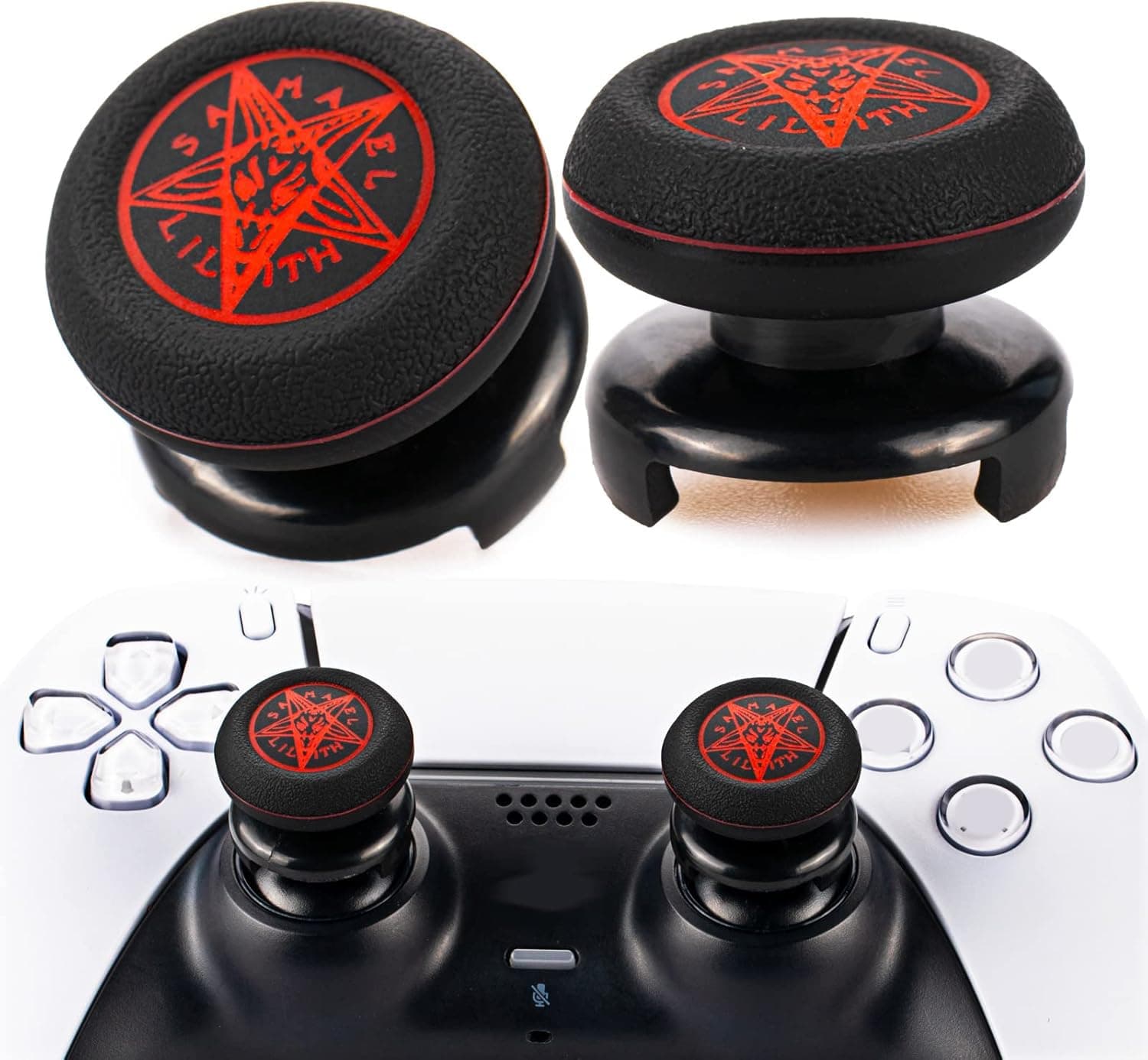 Playrealm FPS Thumbstick Extender & Printing Rubber Silicone Grip Cover 2 Sets for PS4 (Demon Circle)