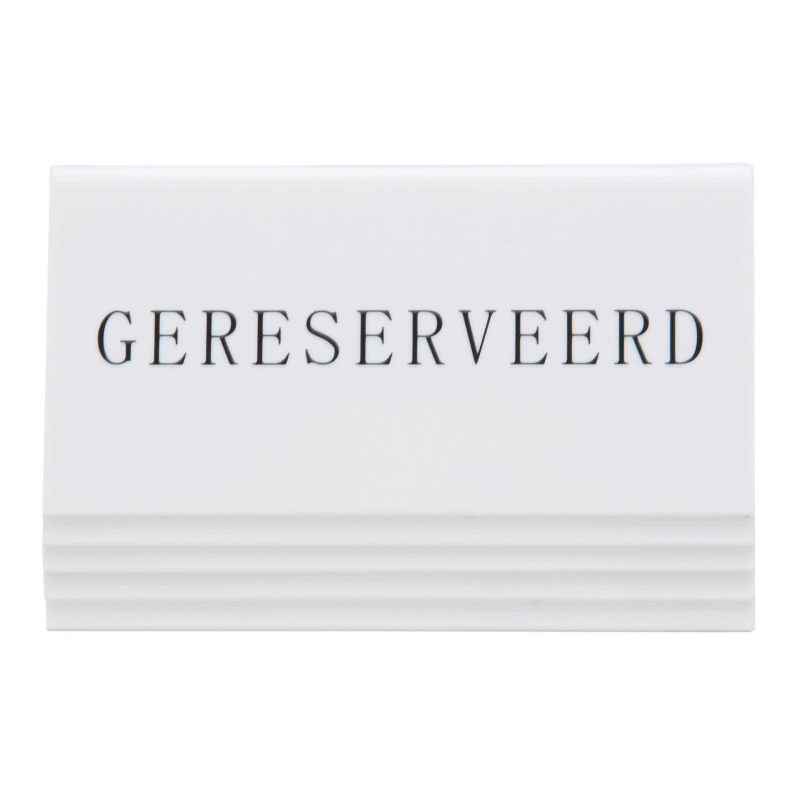Securit Table Stands, Reserved-Dutch (Set of 5), 5x10x4, 5cm, White