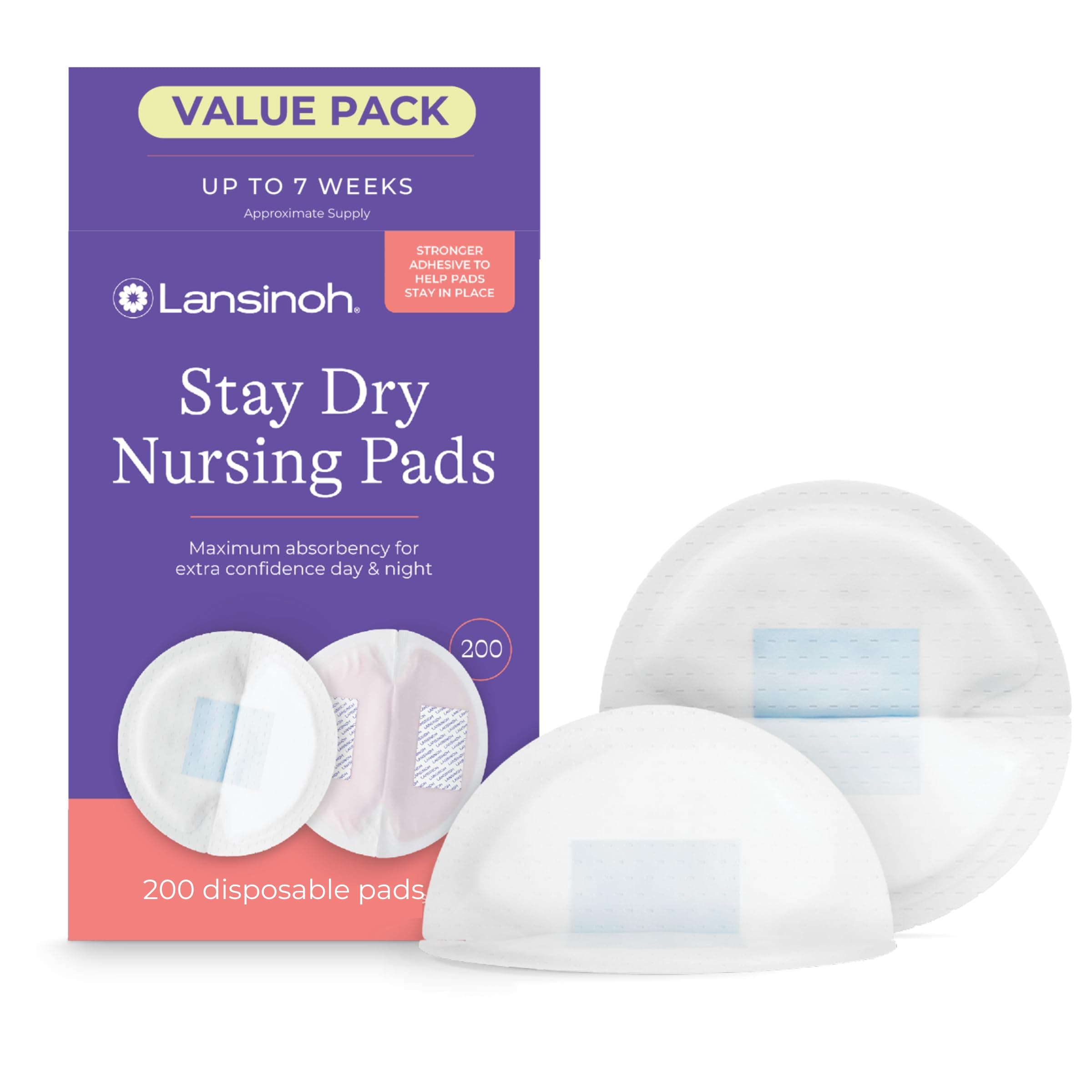 Lansinoh Nursing Pads, 2 Packs of 100 (200 Count) Stay Dry Disposable Breast Pads