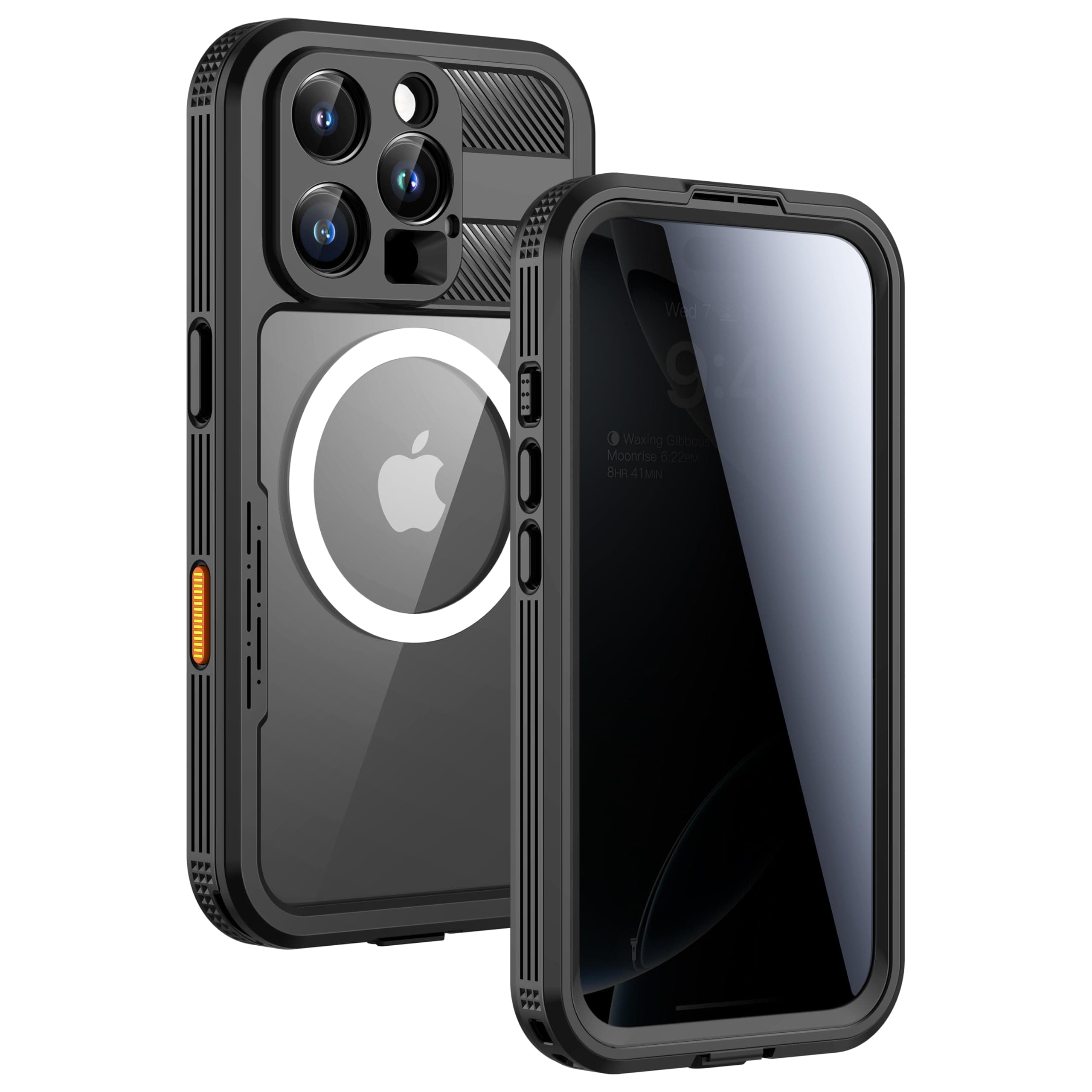Lanhiem Magnetic for iPhone 16 Pro Max Waterproof Case, Anti-Spy Black