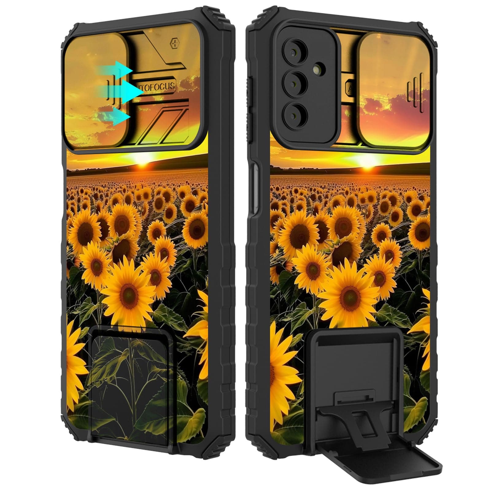 BVCLKJPOI for Samsung Galaxy A05S Case 6.7" with Slide Camera Cover, Shockproof Matte Hard Protective Case with Kickstand Slim Anti-Scratch Durable Phone Cover for Galaxy A05S 5G, Sunflower 1