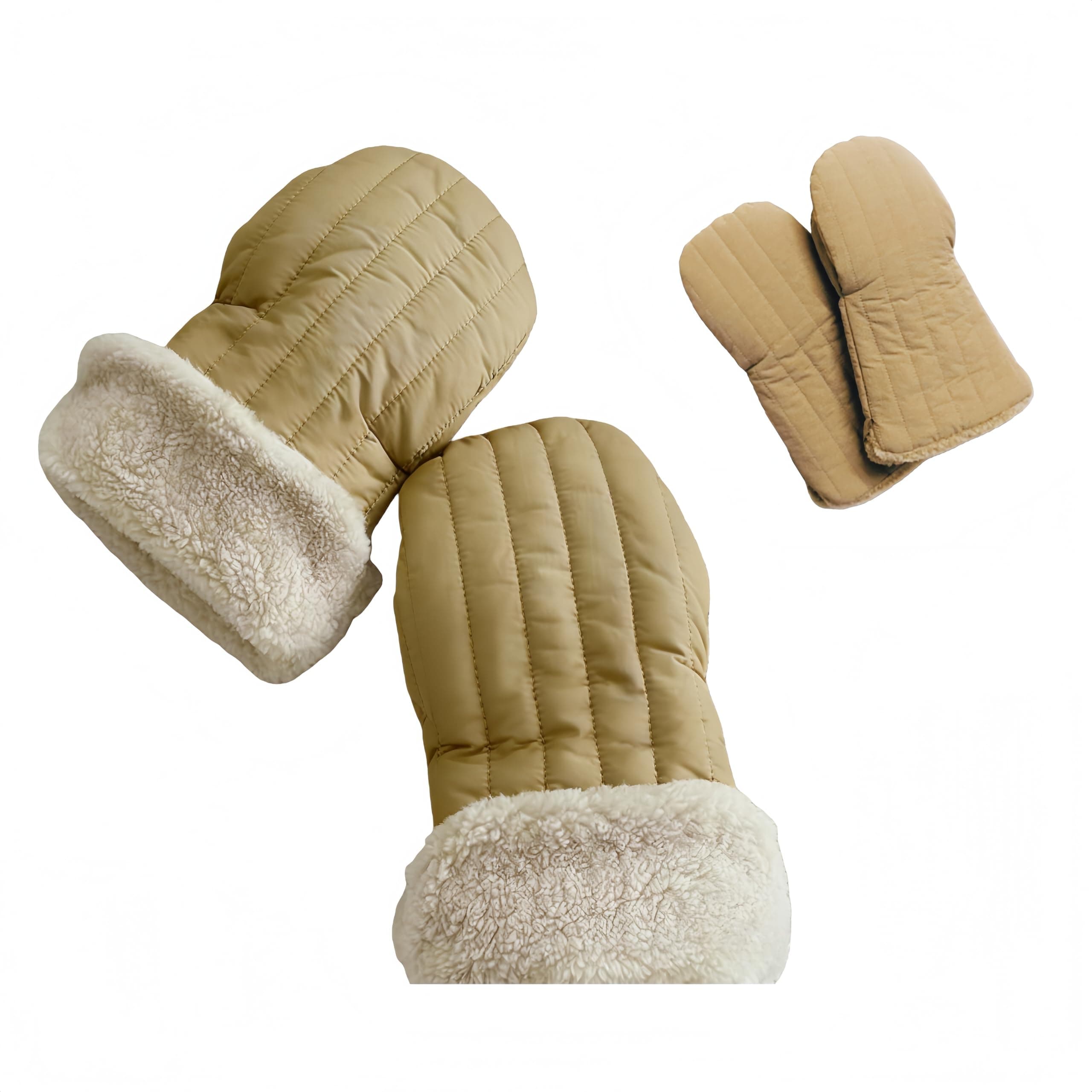 Winter Baby Stroller Hand Muffs, Waterproof Windproof Warm Gloves with Lamb Wool Lining, 12x6 Inch Oversized Stroller Handle Warmers with Magic Tape (Dark Khaki)