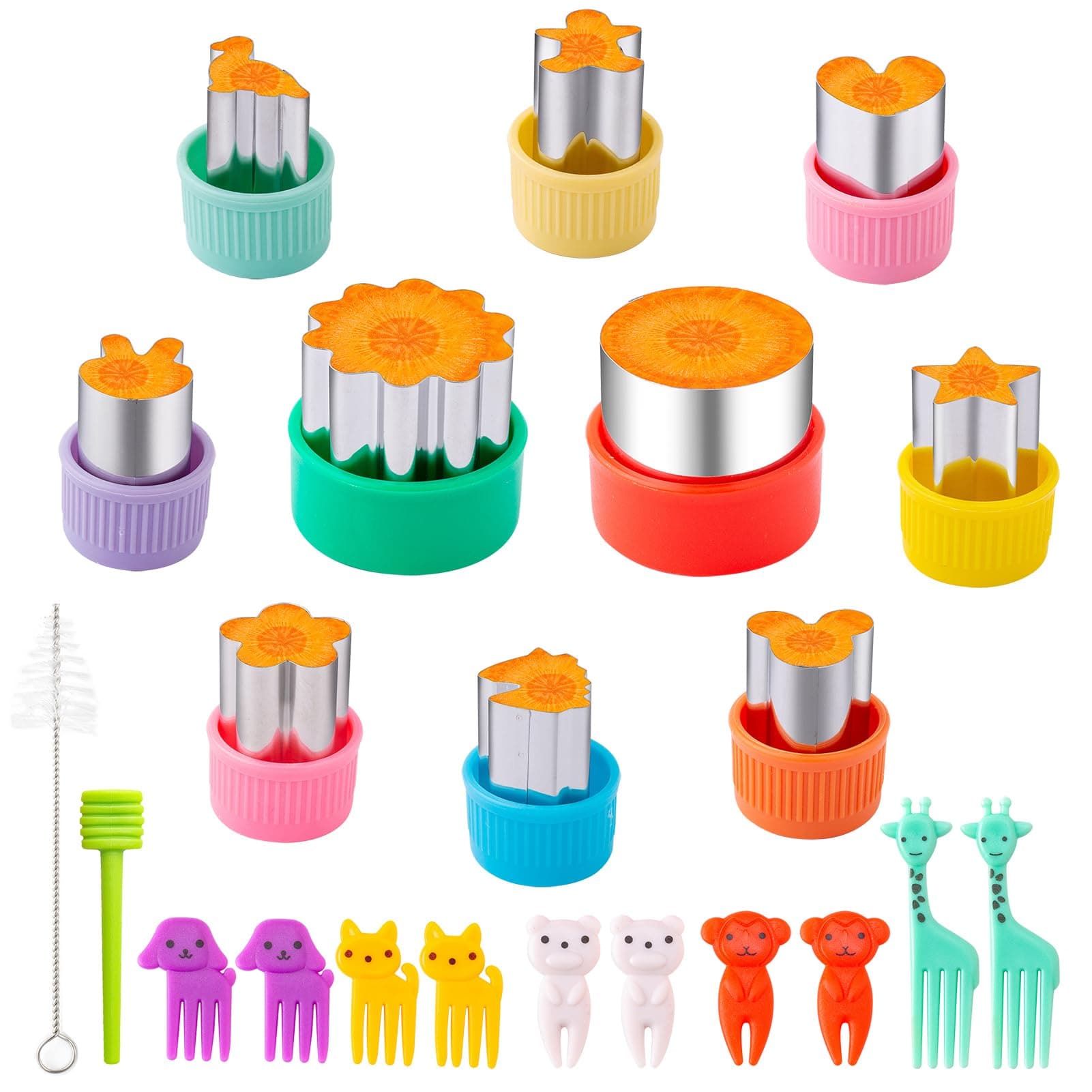 Fruit Cutters Shapes for Kids 22 Pcs, Mini Cookie Cutters Set, Vegetable Cutter with Food Picks
