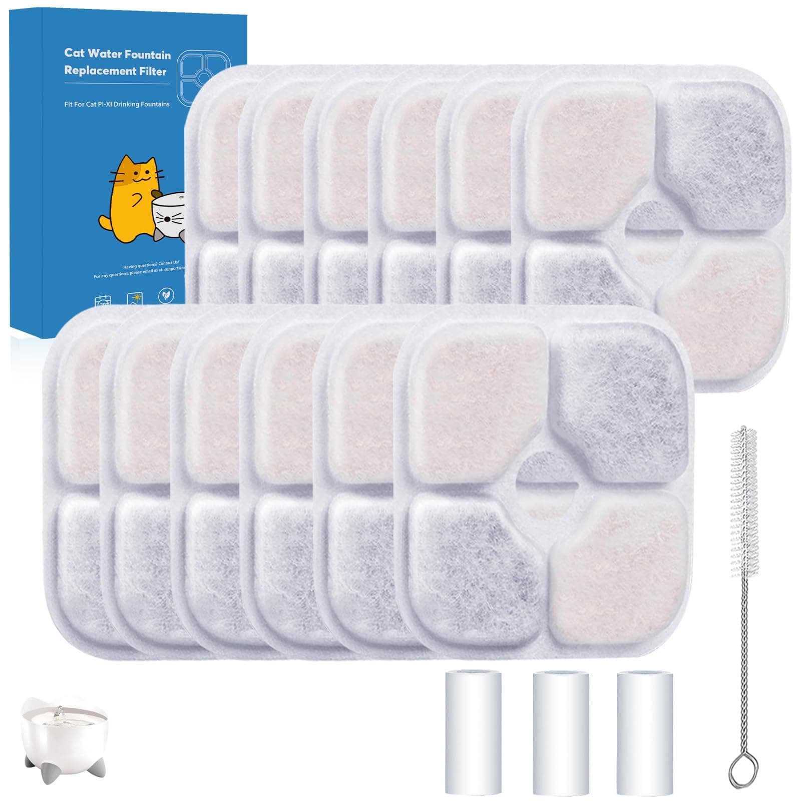 11-Pack Cat Water Fountain Filter fits Pixi Water Fountain