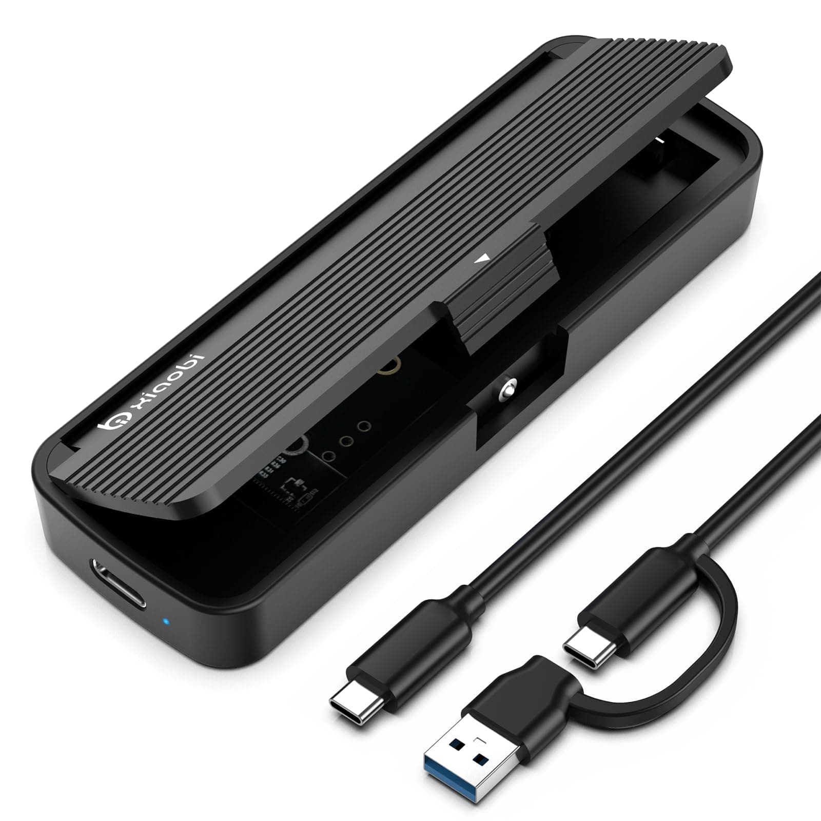 Xiaobi NVMe Enclosure, Tool-Free Installation, USB 3.2 Gen 2 (10 Gbps) to M.2 NVME M-Key/(B+M) Key PCIe SSD Adapter Support UASP and Trim, for SSDs 2230/2242 /2260/2280 (Black)