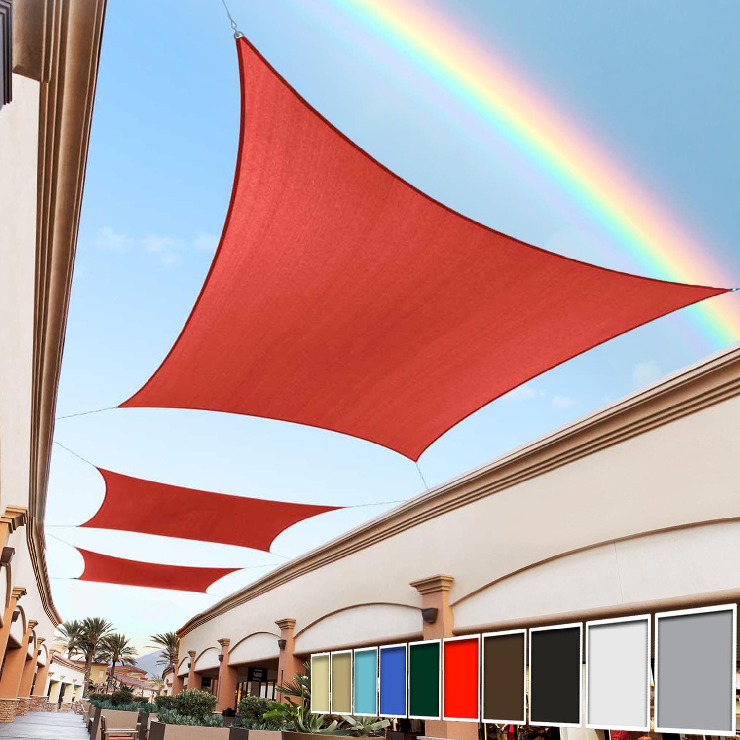 Royal Shade 8' x 12' Red Rectangle Sun Shade Sail Canopy Outdoor Patio Fabric Screen Awning RTAPR0812 - UPF50+ 95% UV Blockage, Heavy Duty, Water & Air Permeable (We Make Custom Size)