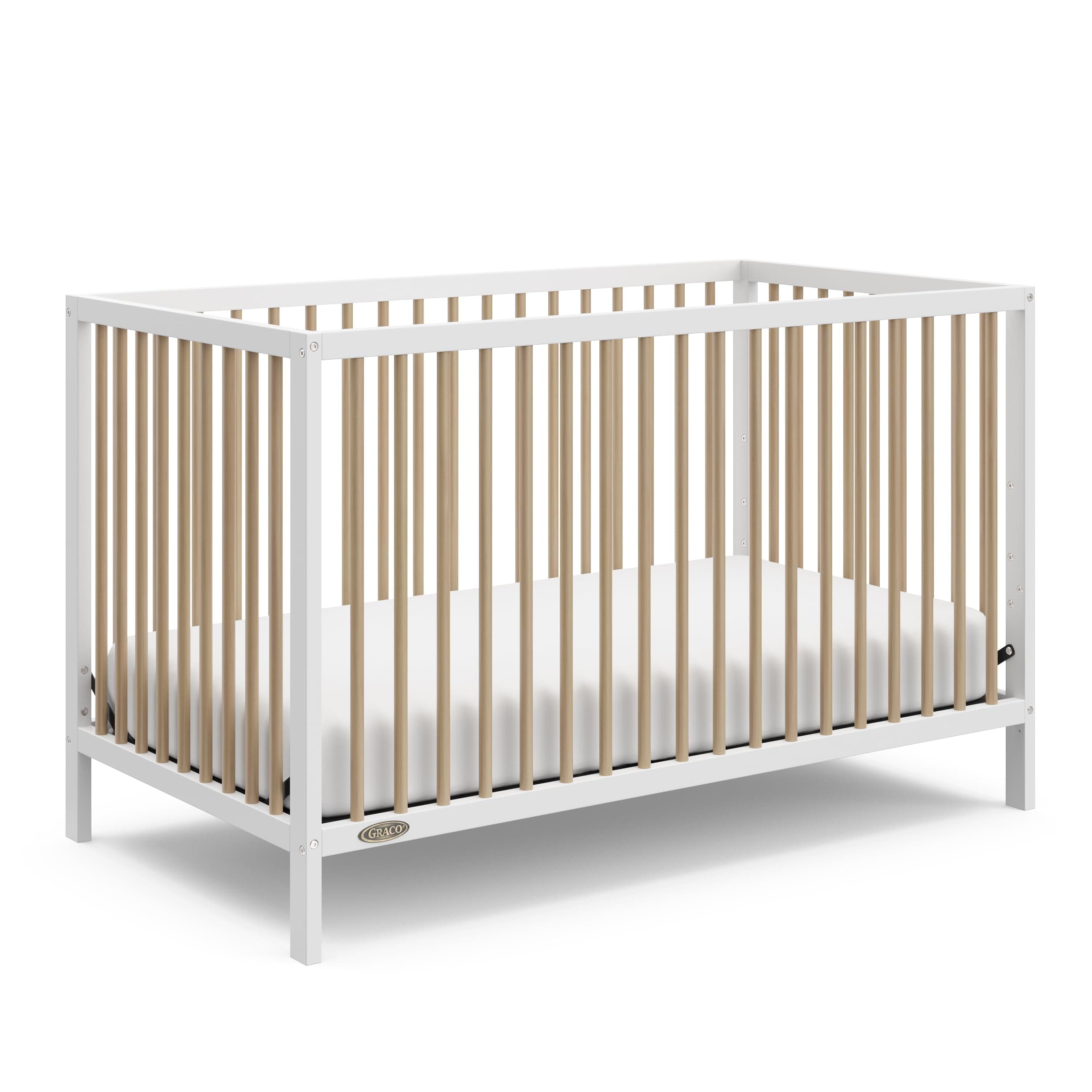 Graco Teddi 5-in-1 Convertible Crib – GREENGUARD Gold Certified, Baby Crib Converts to Daybed, Toddler & Twin Bed with Headboard and Footboard, Adjustable Mattress Height (White and Driftwood)