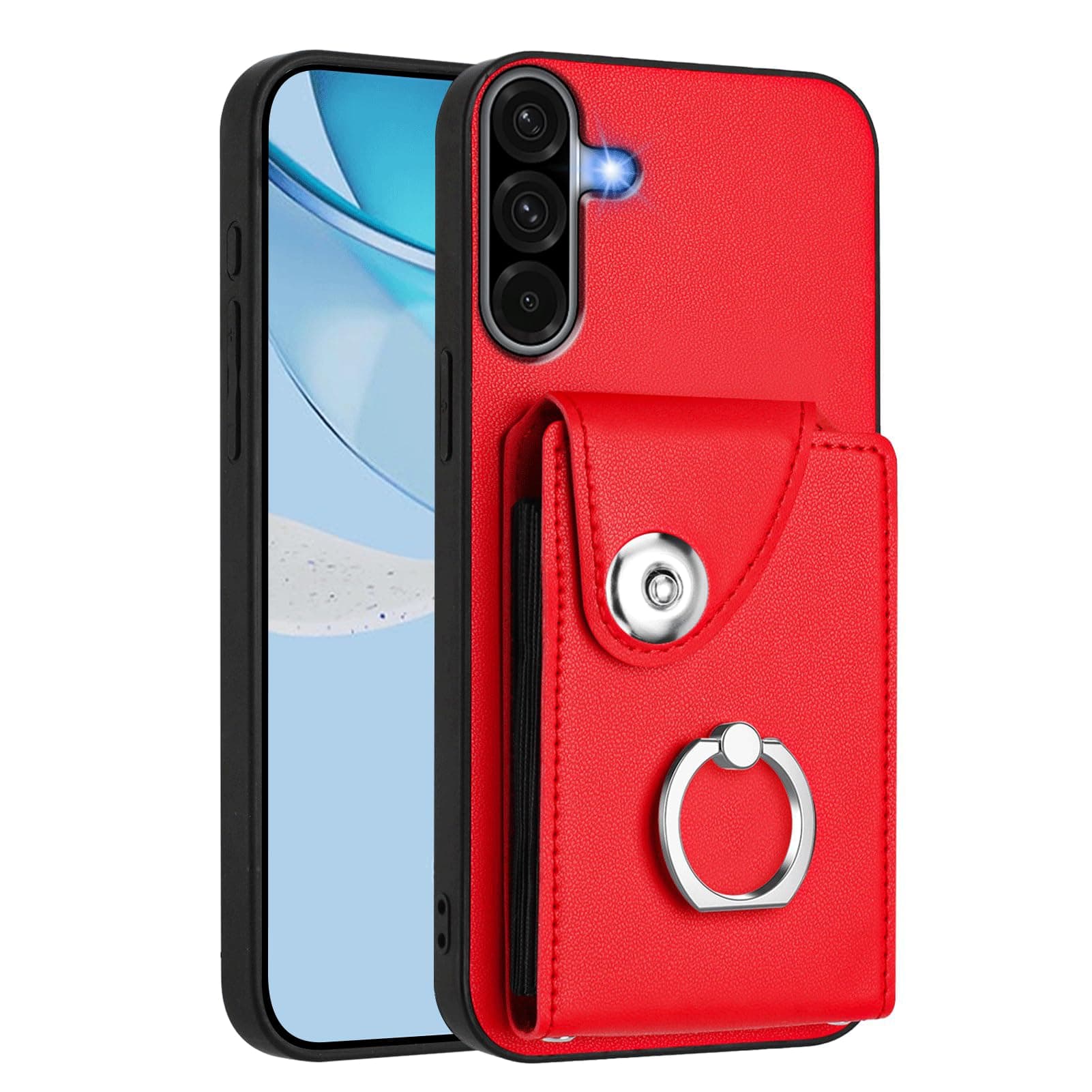 COTDINFOR Case for Samsung Galaxy A26 5G Case with Card Holder Magnetic Clasp Flip Folio with Ring Stand Durable Leather Wallet Case for Women Shockproof Cover for Samsung Galaxy A26 5G Red YBK