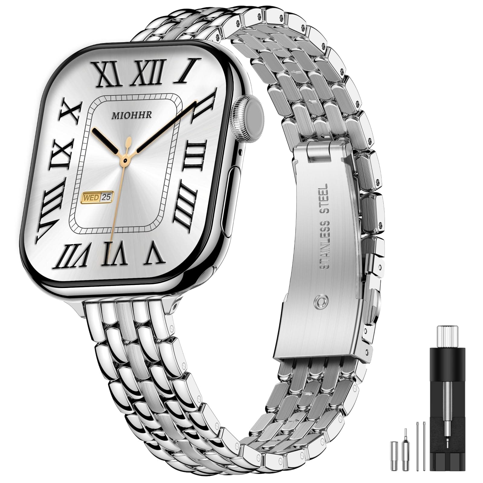 MioHHR Slim Metal Bands for Apple Watch 49/46/45/44/42mm(Series 3/2/1)