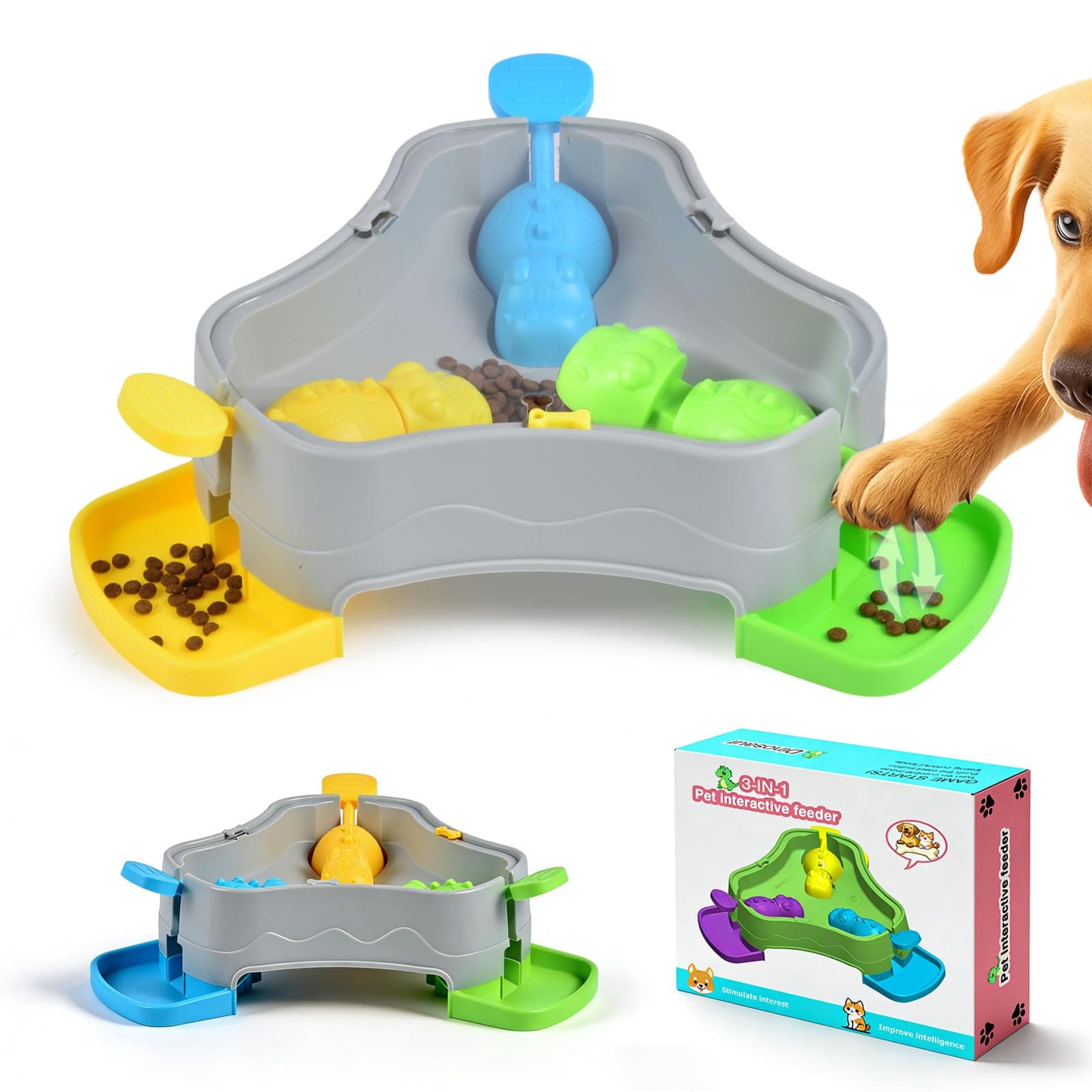 Star&Mi Interactive Dog Toys, Dog Puzzle Toy Treat Dispensing Dog Toys, Dog Enrichment Toys for Mental Stimulation, Slow Feeder Dog Puzzle for Small Medium Dogs, Interactive Cat Toy Cat Puzzle Feeder
