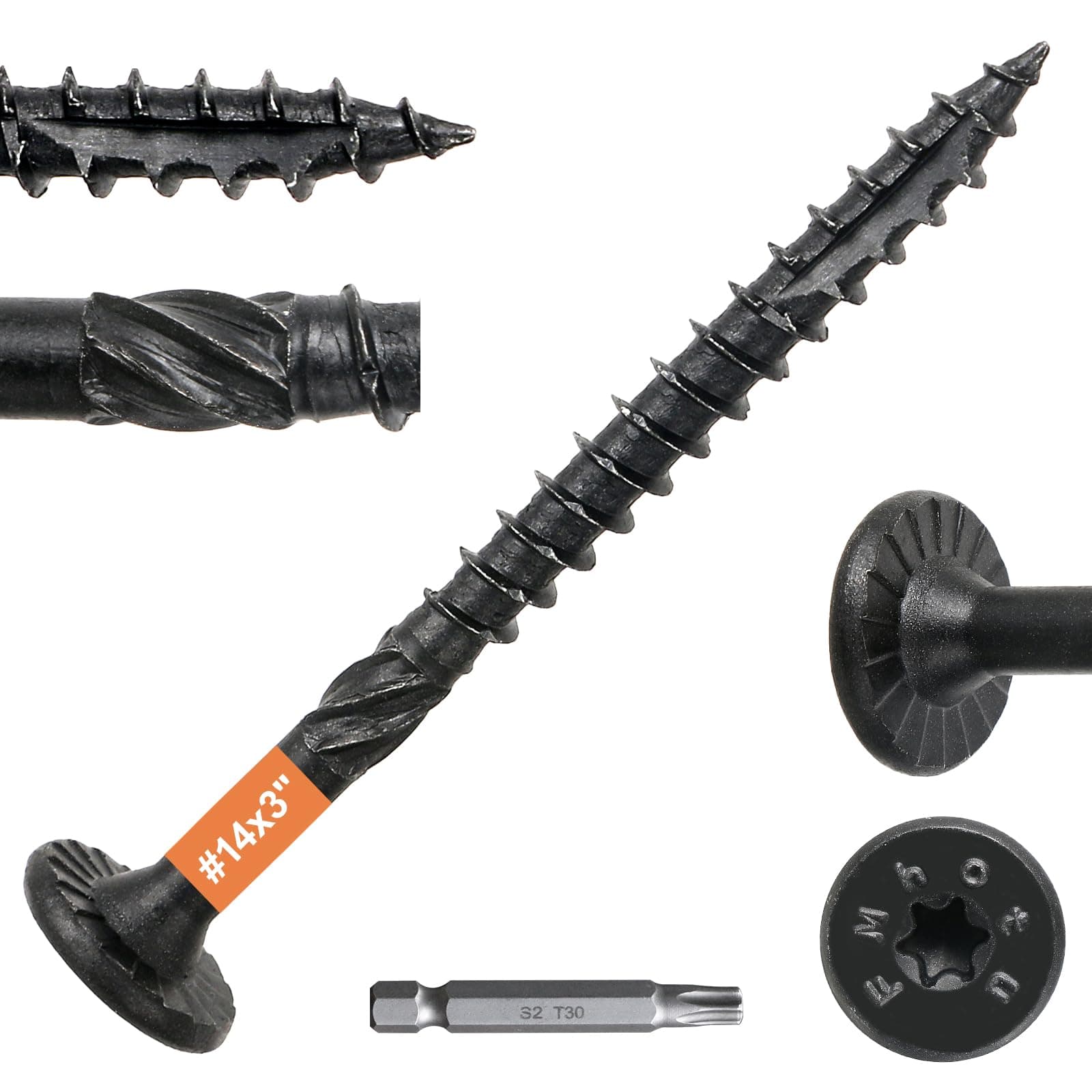 #14 x 3 Wood Structural Lag Screws 600Pcs Star Drive Decking Wood Screws, Rust Resistant Timber Screws for Timber/Log/Landscaping Wood