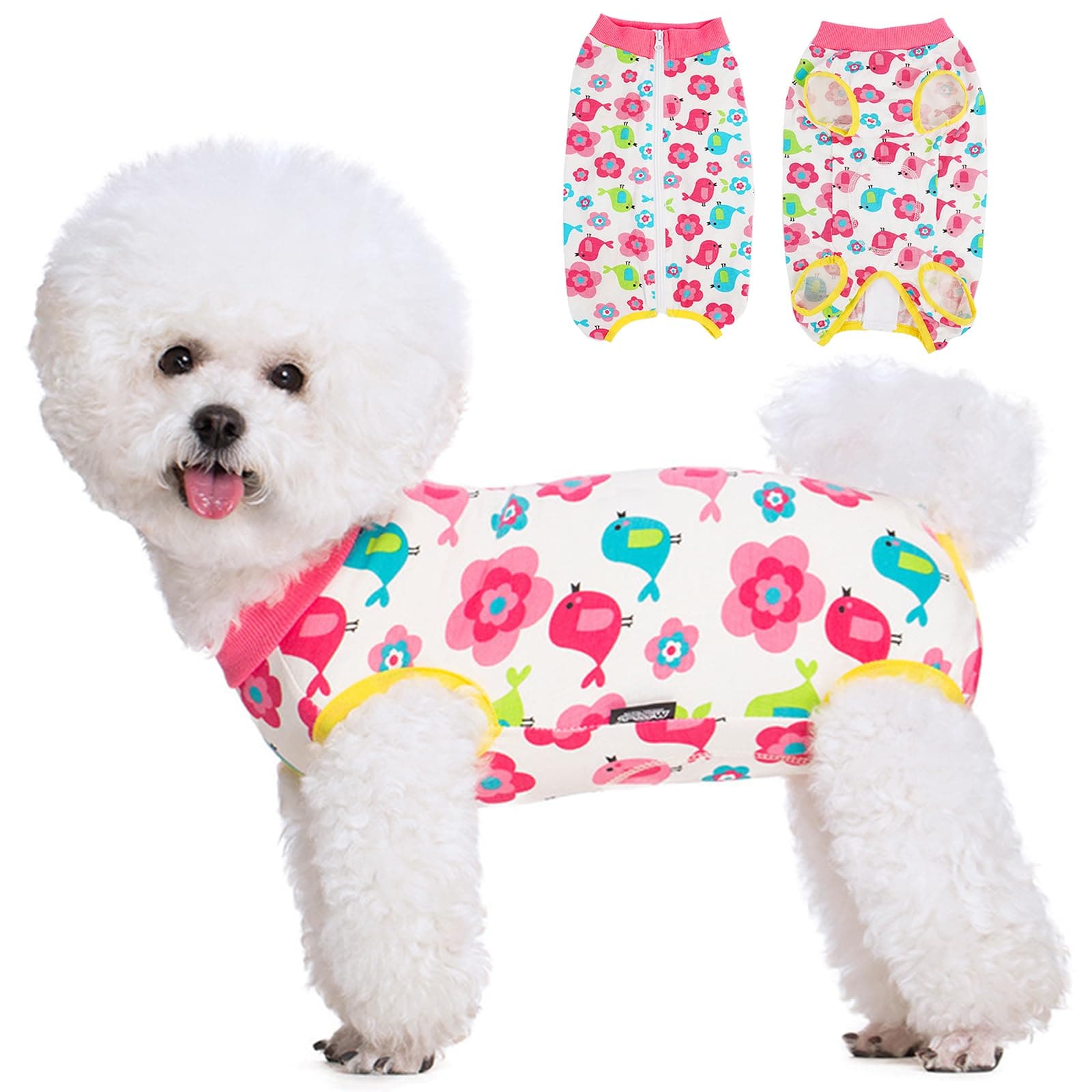 BRKURLEG Recovery Suit for Small Dogs, Soft Breathable Dog Surgery Recovery Suit for Female & Male, Pet Onesie Bodysuits, Substitute E-Collar & Cone, Dog Neuter Spay Suits Anti Licking Wounds, XS