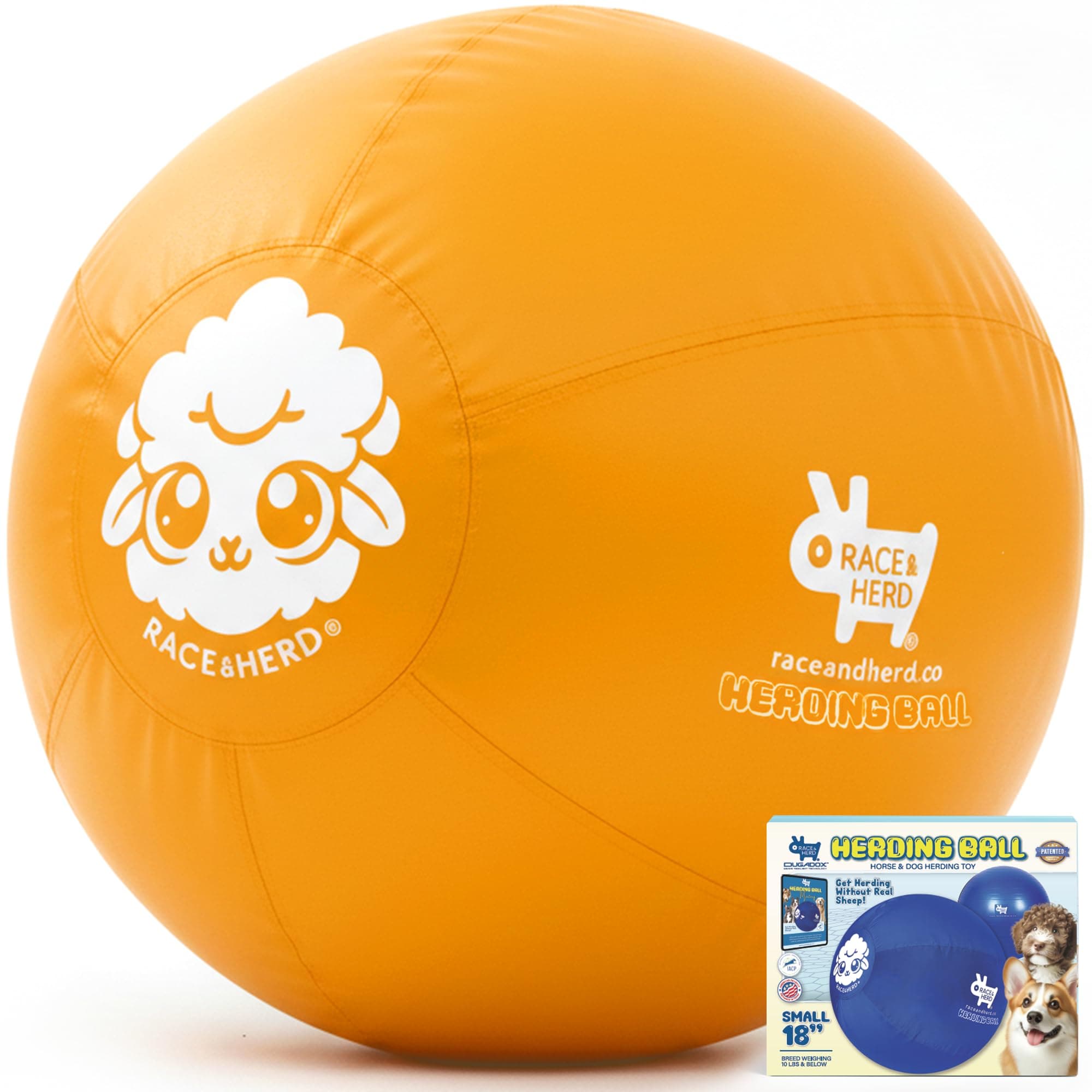 Race&Herd 18" Original Herding Ball for Dogs — Balls for Dog Toys (Gold)