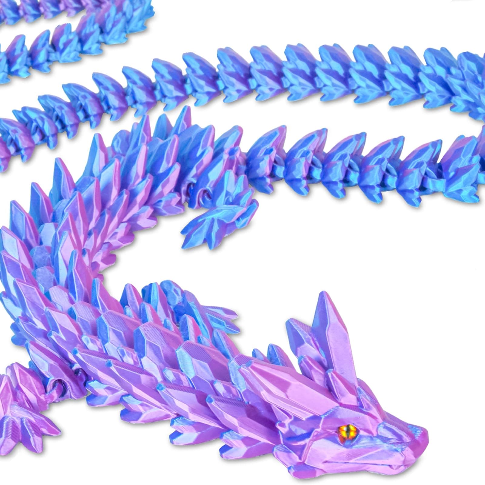 40-Inch Magnetic Dragon 3D Printed Figure Fridge Magnet Refrigerator Fantasy Decor Gifts Kids Stocking Stuffers White Elephant Easter Christmas Birthday(Purple)