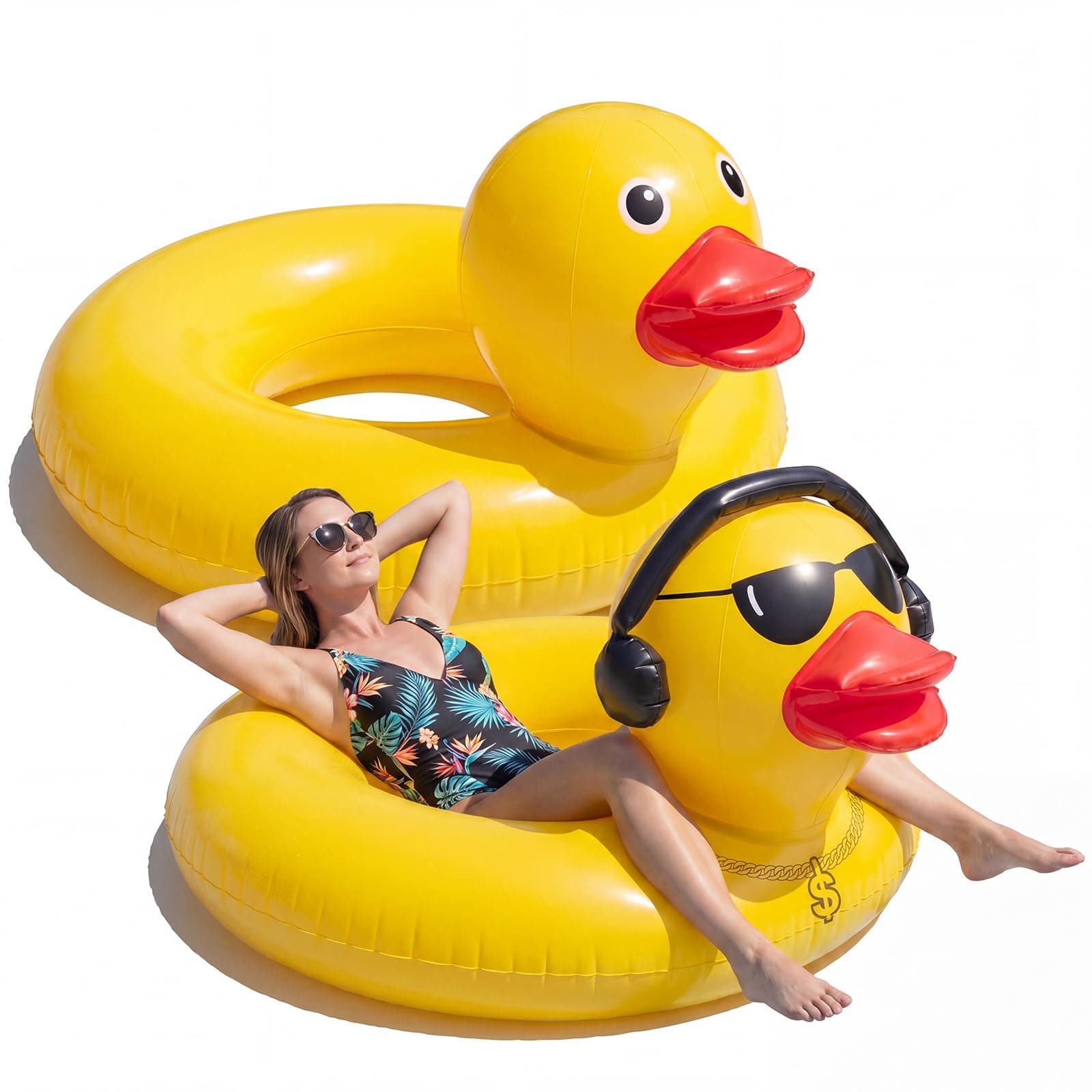Hungdao 2 Pcs Duck Float Earphone,Classic, 39.4'' Adults Pool Swim Tube
