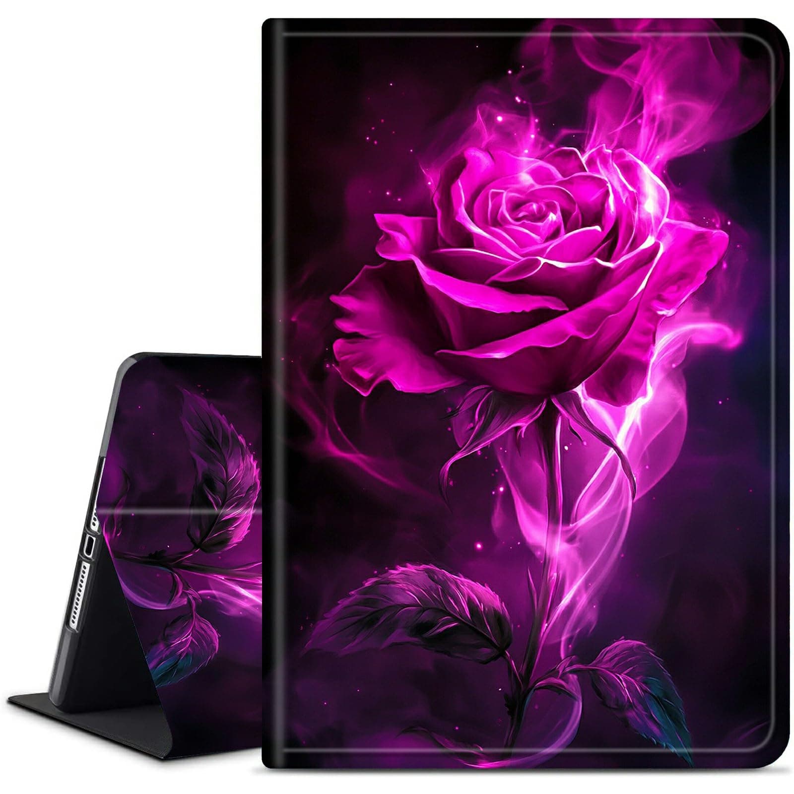 Dikoer for iPad Air 11 Inch 7th/6th Generation M3/M2 2025/2024, iPad Air 5th/4th Gen 2022/2020 10.9 Inch Tablet Case, Slim Kickstand Stand Leather Smart Cover with Auto Wake/Sleep, Rose Red Wolf