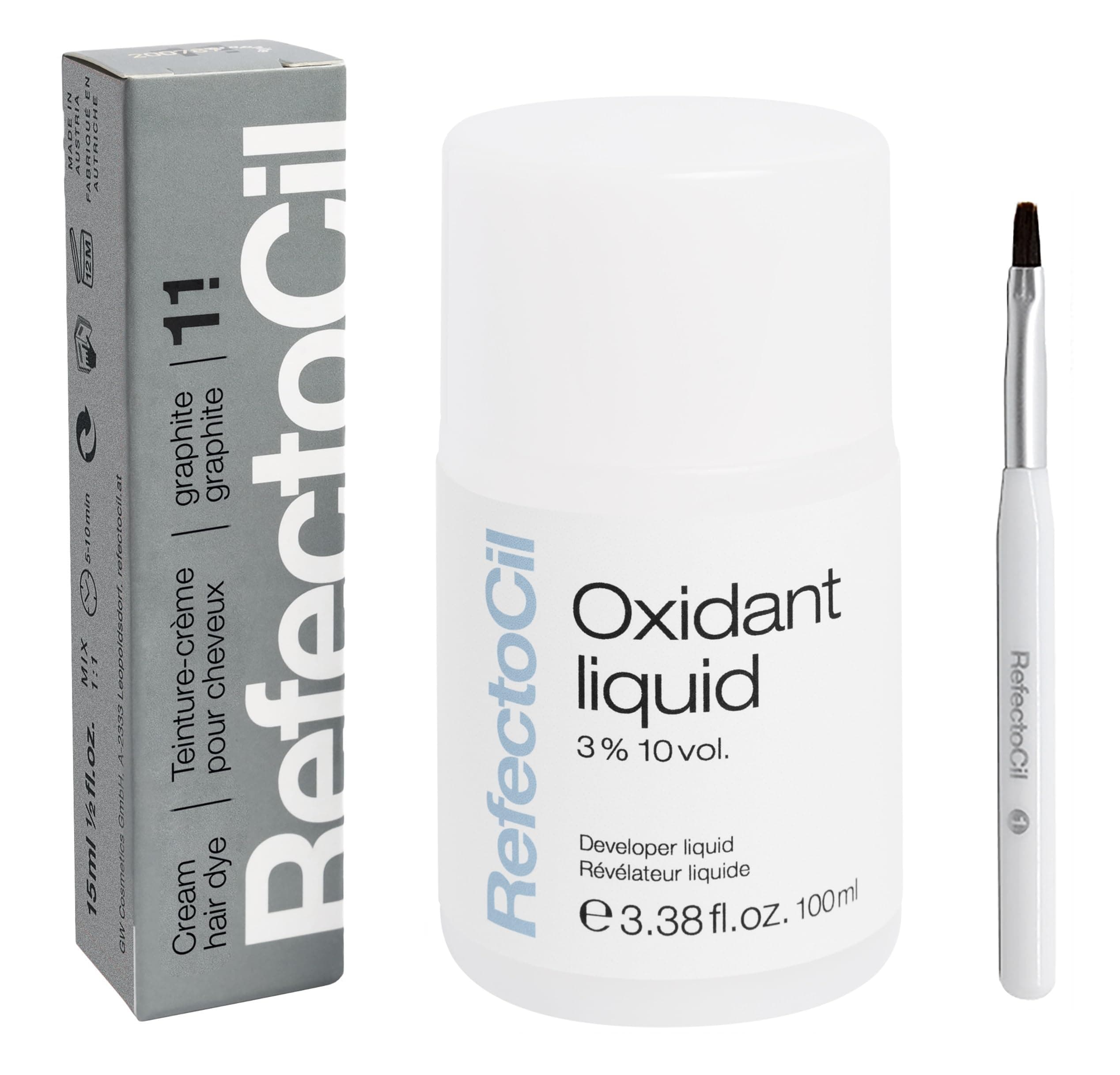 RefectoCil Eyebrow Tint Kit – Brow Dye + Liquid Oxidant – Graphite #1.1