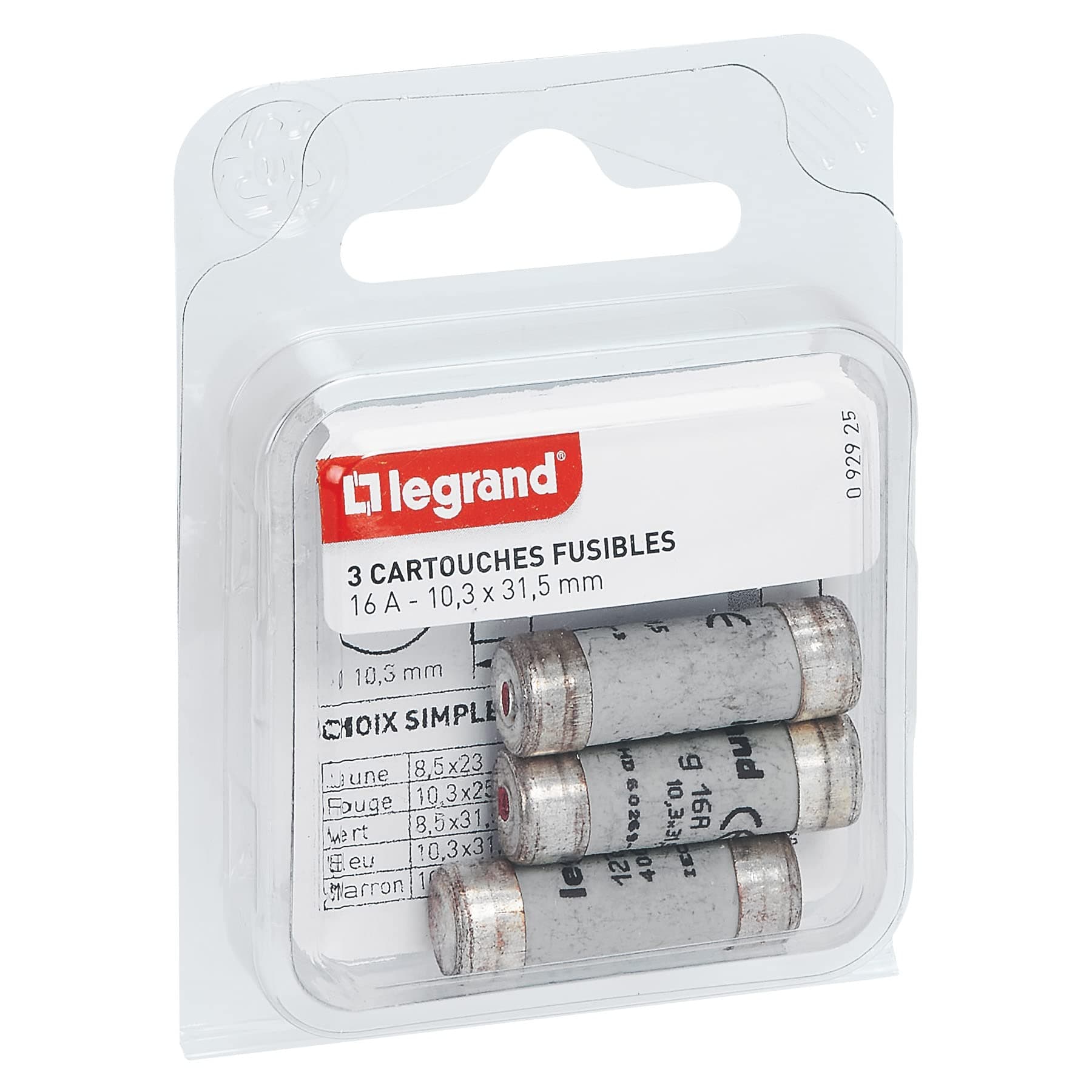 Legrand LEG92925 Cartridge Fuses 16 A / 10.3 x 31.5 mm/Set of 3