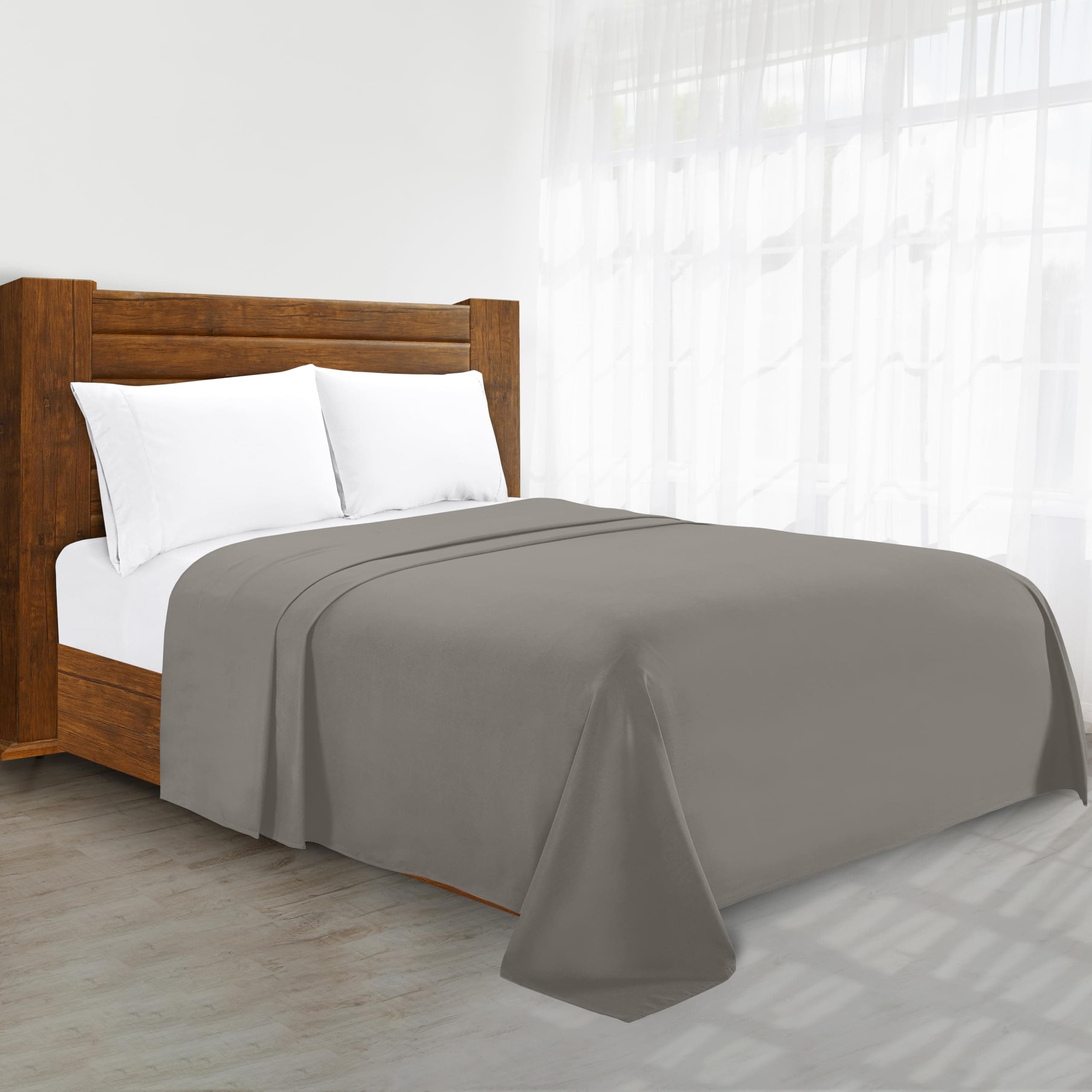 Luxury Flat Sheet on Amazon Elegant Comfort Wrinkle-Free 1500 Premier Hotel Quality 1-Piece Flat Sheet, Queen Size, Grey