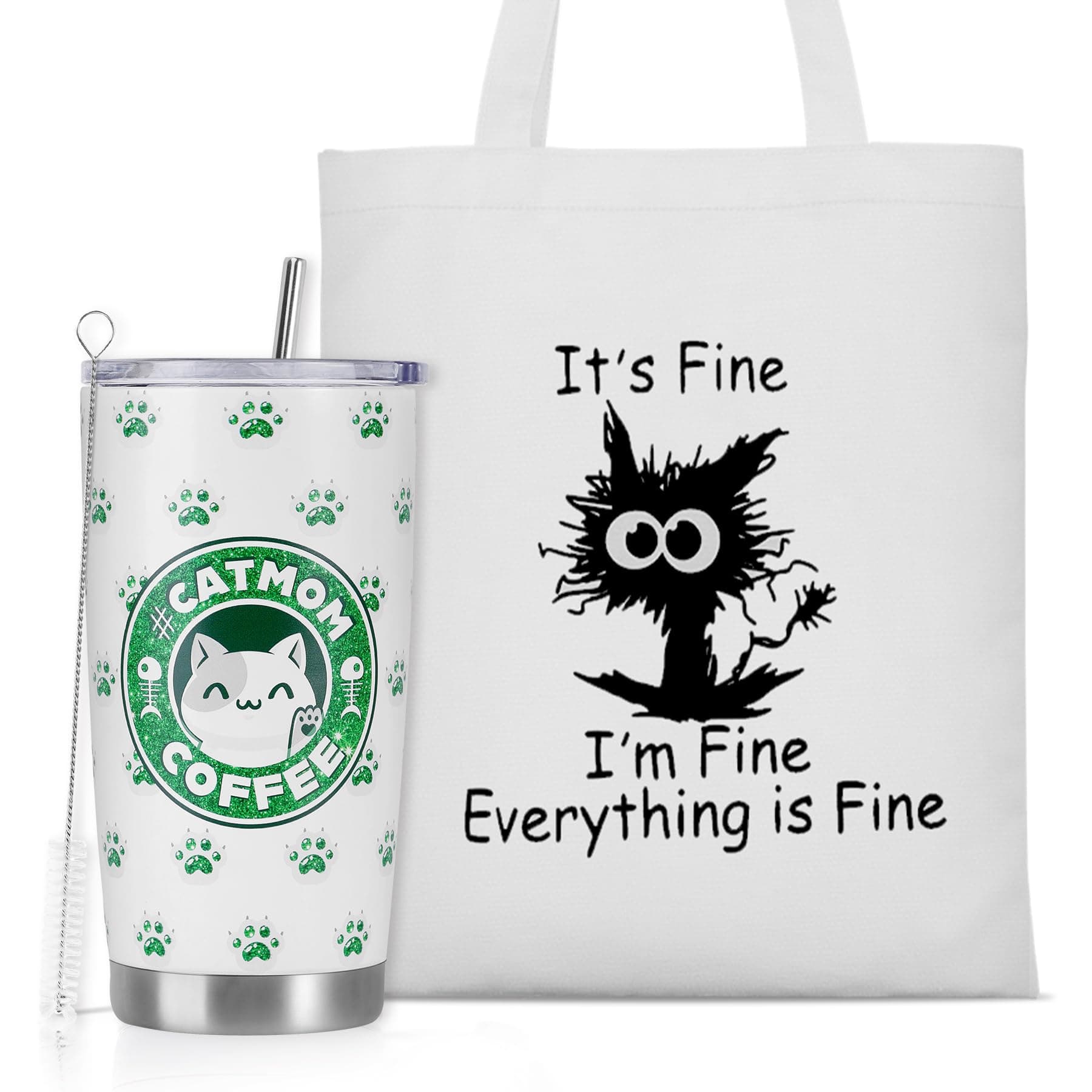 YtedRav Cat Mom Gifts for Women, Cat Gifts for Cat Lovers, Funny Crazy Cat Lady Birthday, Mothers Day Gifts, Cat Themed Gifts for Wife, Women Friend, Sister, Grandma,teacher, 20 OZ Cat Tumbler