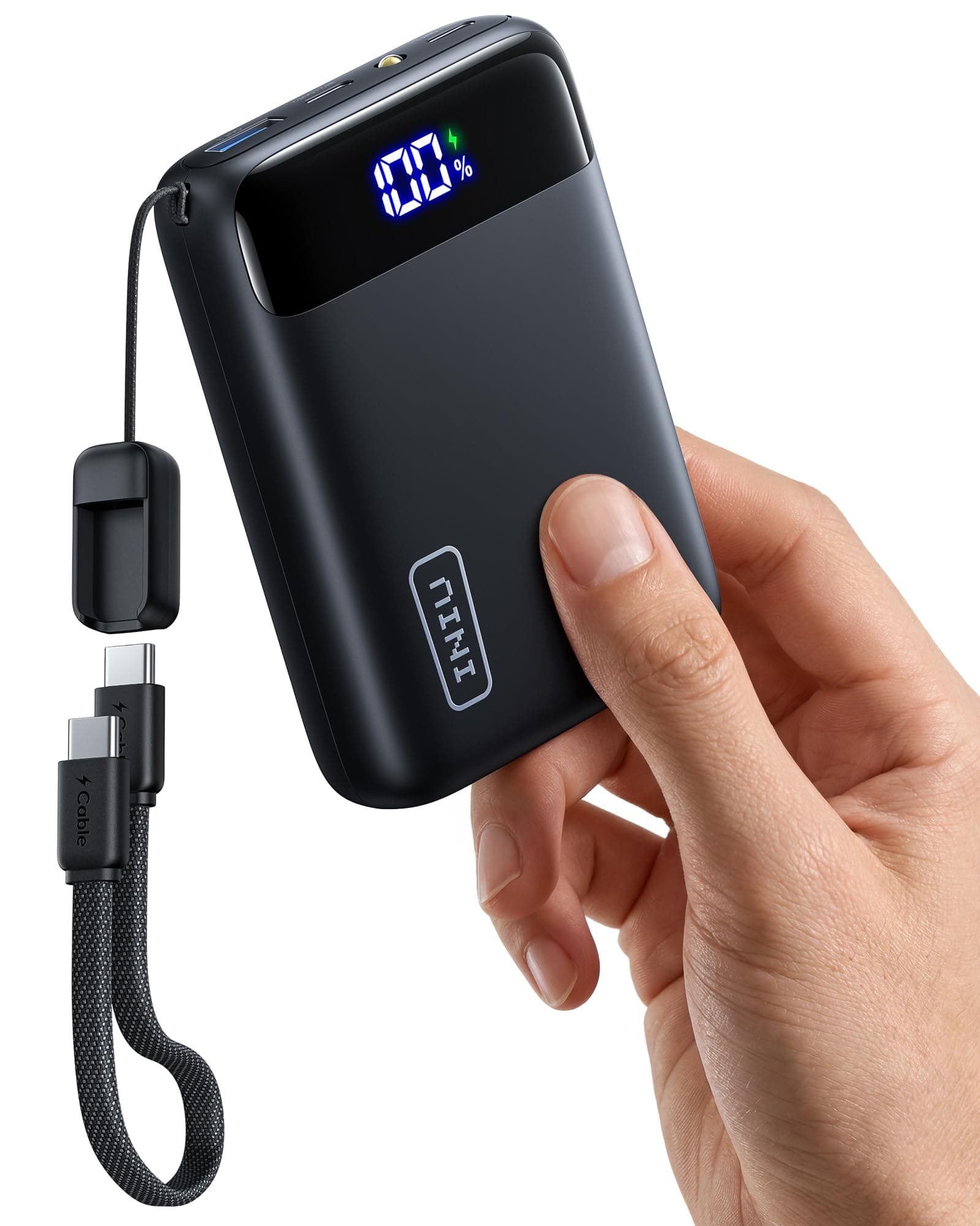 INIU Power Bank, 20000mAh Smallest Portable Charger with USB-C Cable, 22.5W Fast Charging Powerbank, Travel Basics Phone Chargeur Portatif with LED Display, for iPhone 17 16 15 Samsung S25, iPad, etc