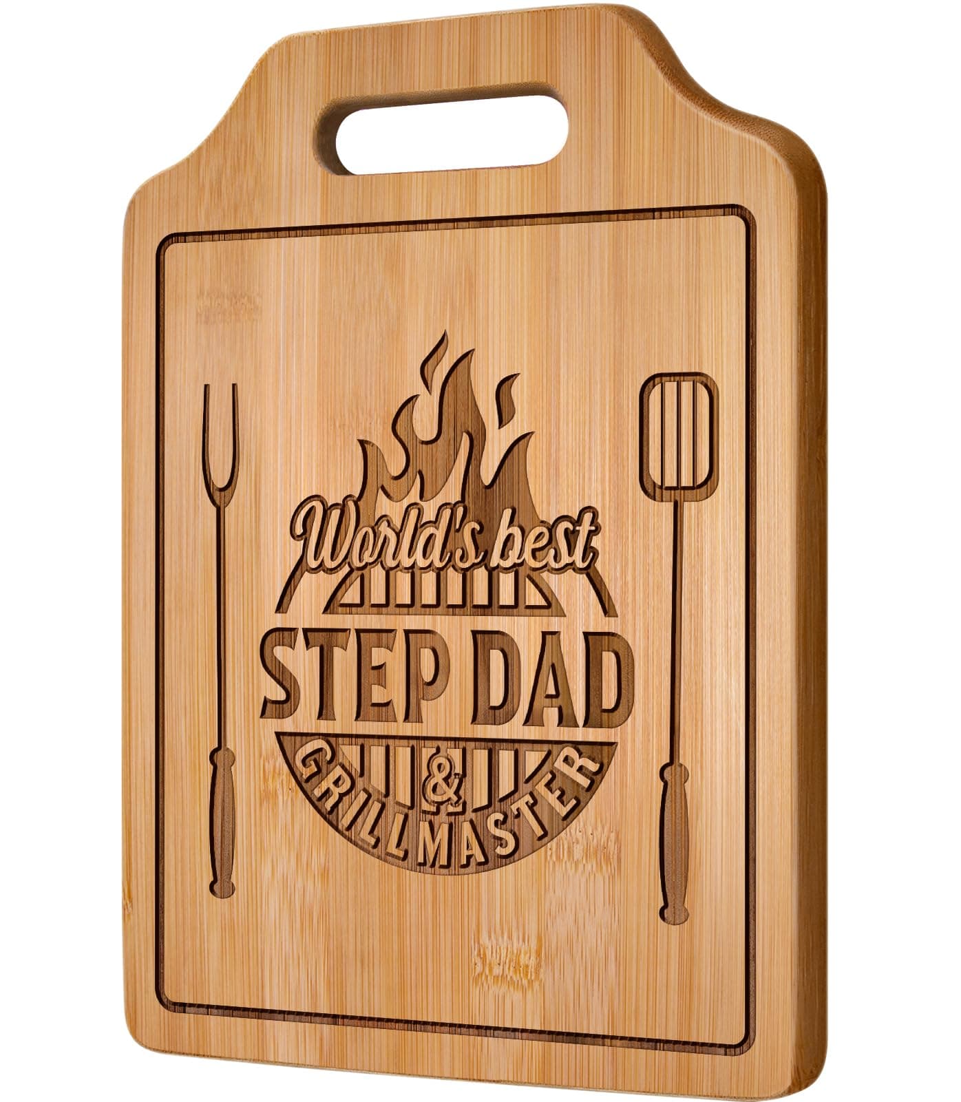 AceThrills Step Dad Fathers Day Gift for Step Dad Gifts for Birthday - Engraved Bamboo Cutting Board 12.3"L x 8.7"W x 0.4"Th