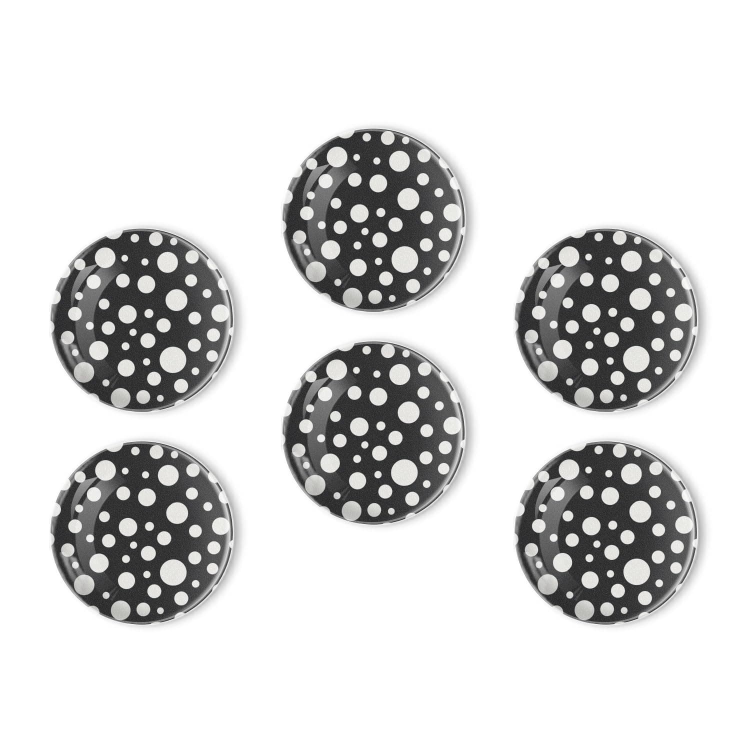 BaHomeck Fridge Magnets 6 Pcs Black and White Polka Dot Pattern Round Strong Magnetic Glass Small Refrigerator Magnet,Home Decoration for Office Whiteboards,Classrooms,Cabinet and Dishwasher