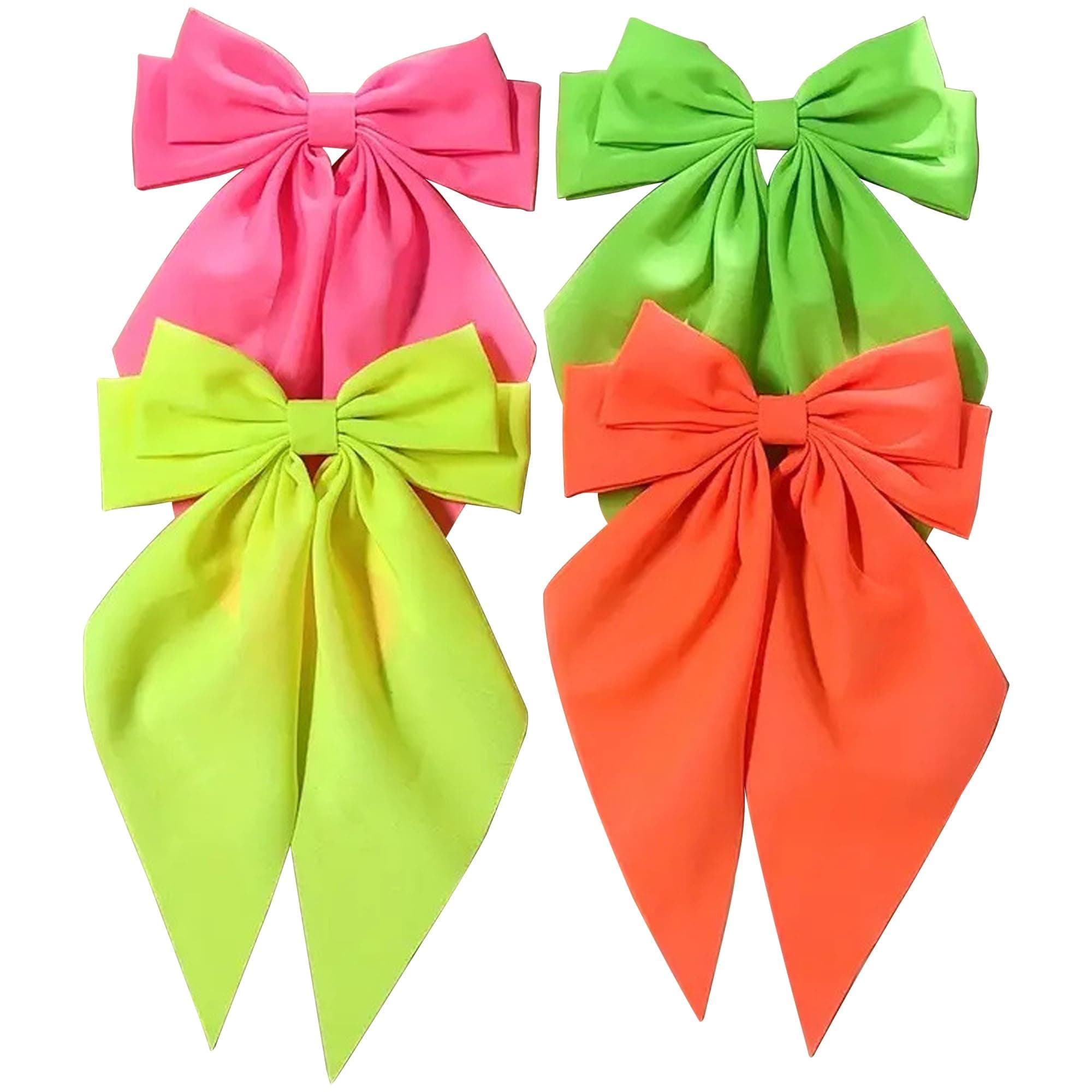 Neon Hair Bows, Neon Hair Accessories, 4-Pack Neon Bows for Parties