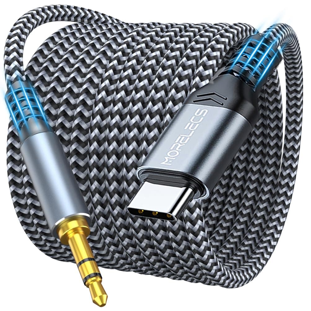 MORELECS Aux to USB C, 3.3ft Aux Cord to USB C Compatible with iPhone 15/16/17, Galaxy S24/S23, iPad Pro, Pixel - Type C to 3.5mm Cord for Car, Headphones, Speakers
