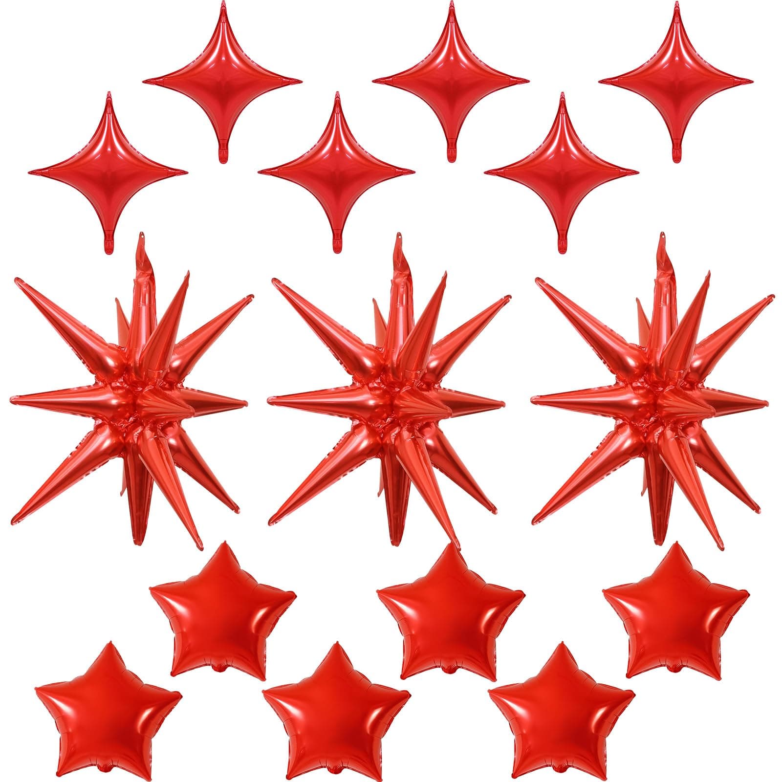Froova Red Star Balloons, 22in Large Star Balloons Foil 10in 4-Pointed & Red Pentagram Balloon for Valentine's Day Anniversary Wedding Bridal Shower Graduation Birthday Party Decorations