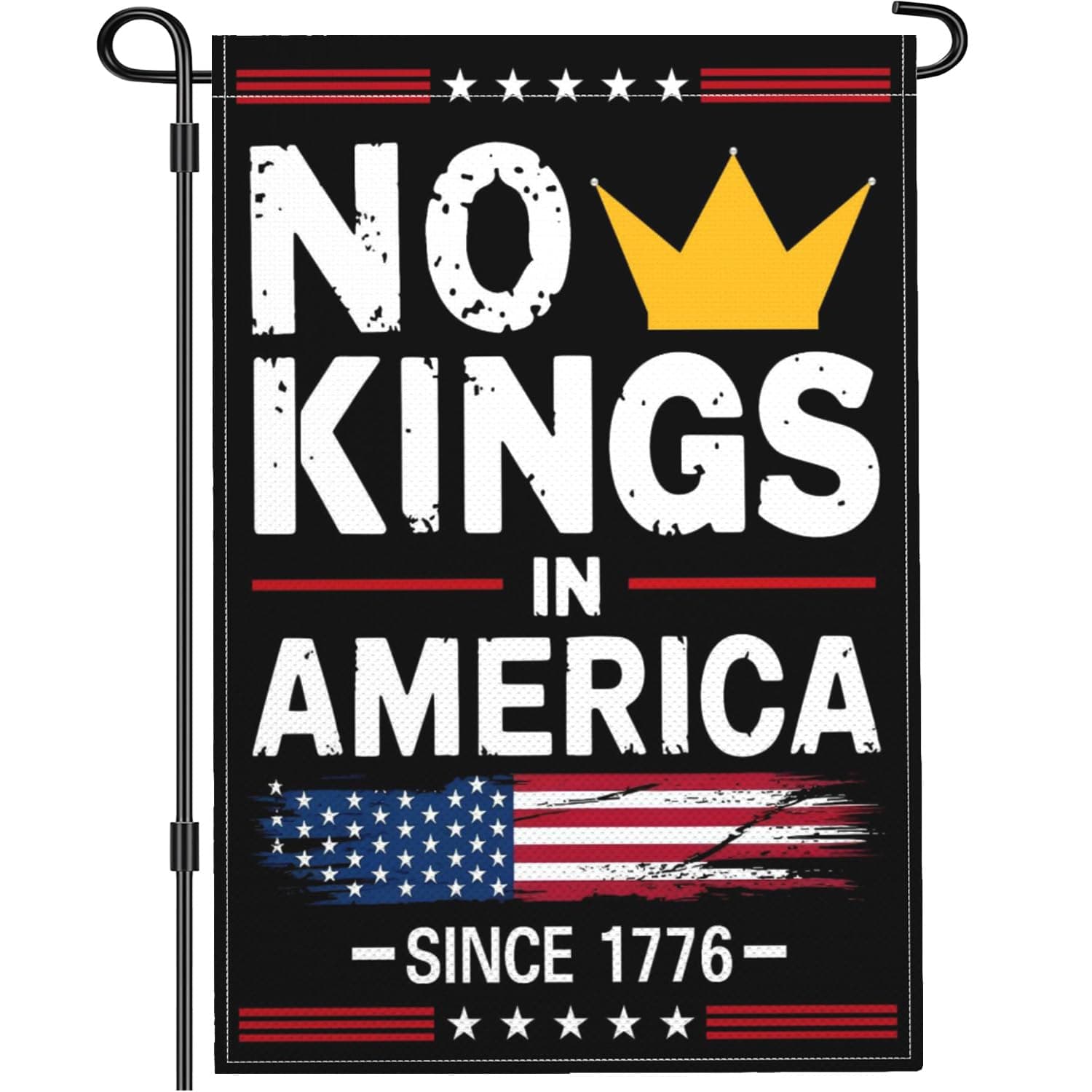 Yesuavt No Kings In America Garden Flag We The People 1776 Flag 12x18 Inches Outdoor Pride Allied Foreign Political Protest Garden Sign Flag Decoration