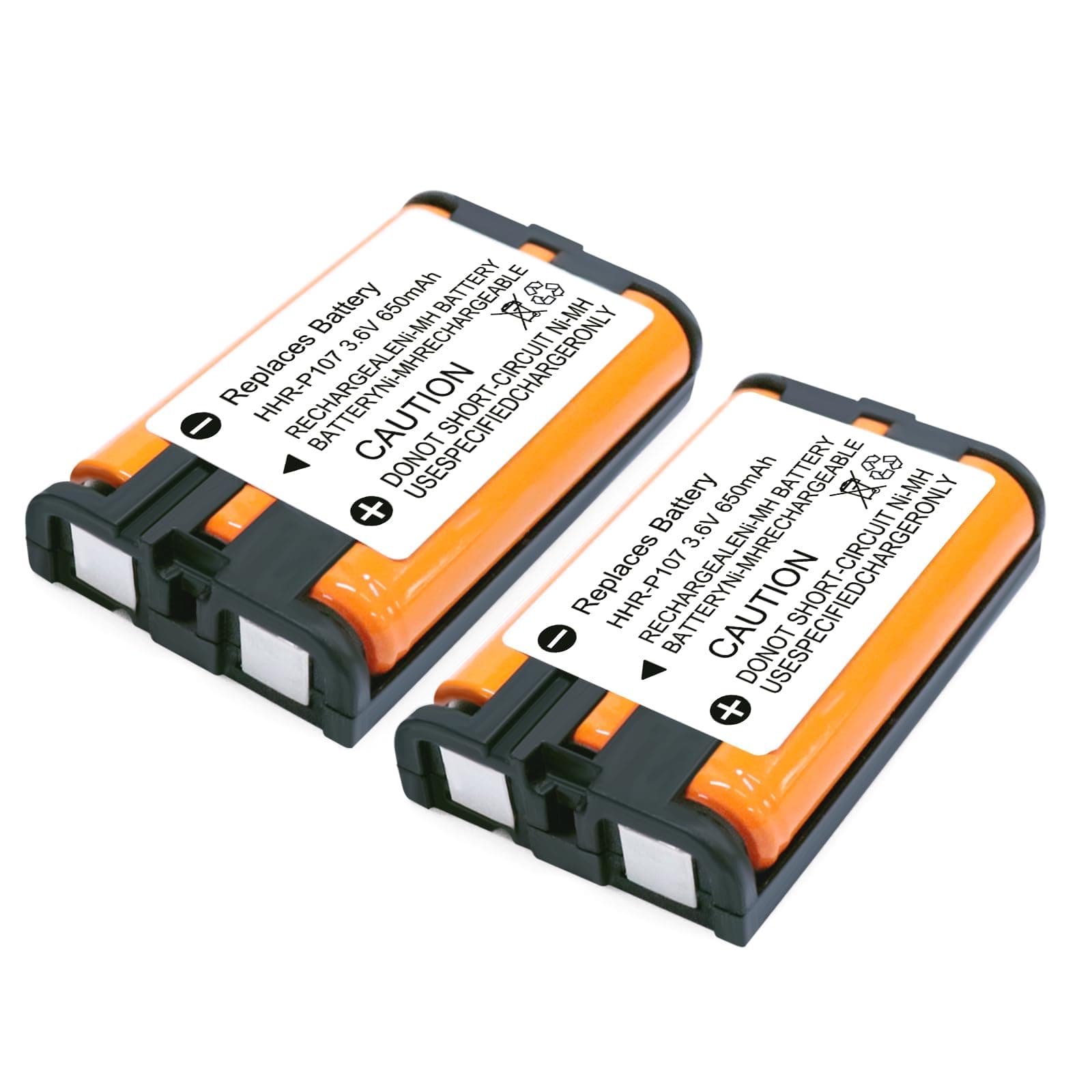 2 Pack HHR-P107 NI-MH Rechargeable Battery for Panasonic 3.6V 650mAh Battery for Cordless Phones