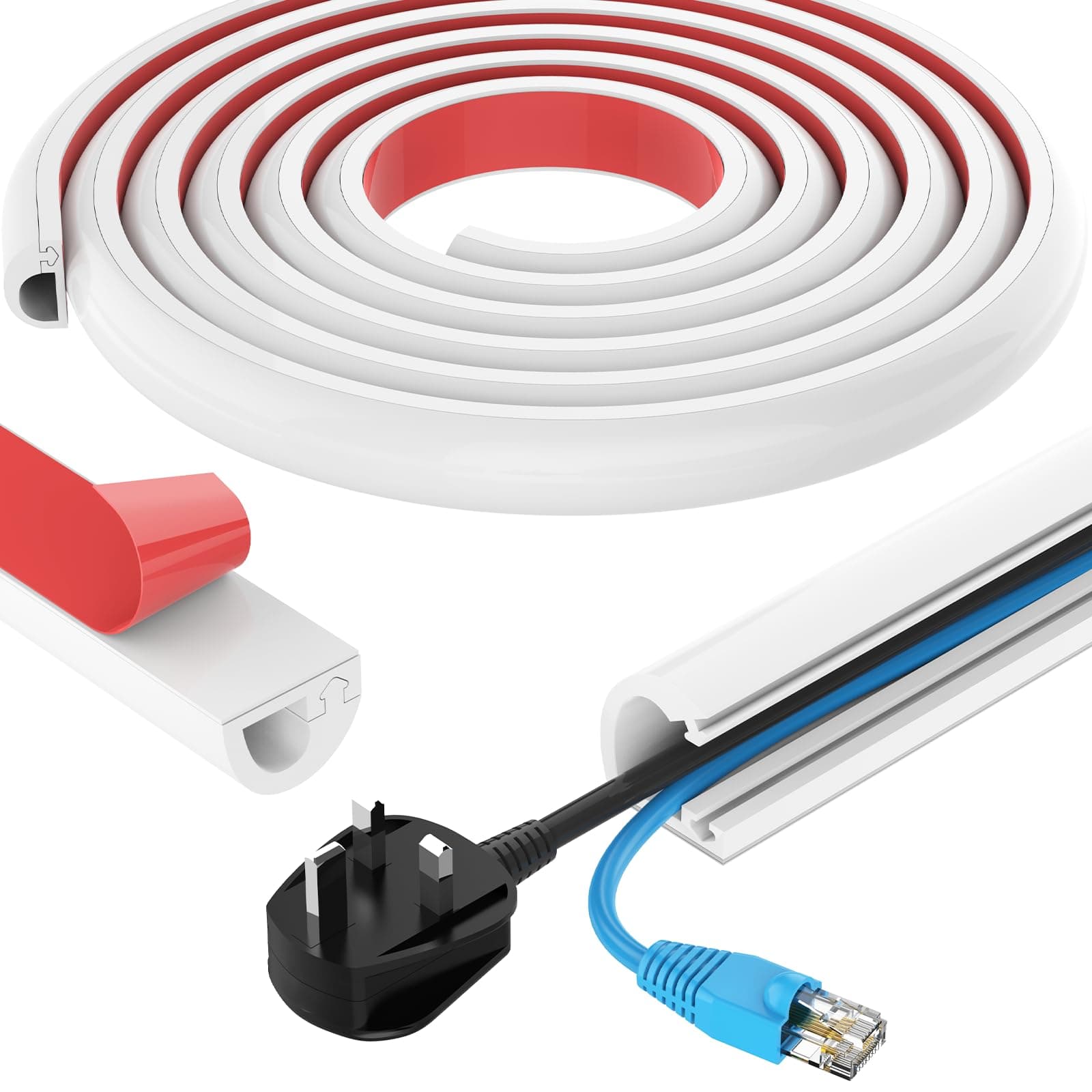 78 Inch Wall Cord Hider, Silicone Self Adhesive Cable Hider Cord Cover, Flexible Wire Covers for Cords Cable Cover Cable Concealer for Wires W0.59” H0.39” White