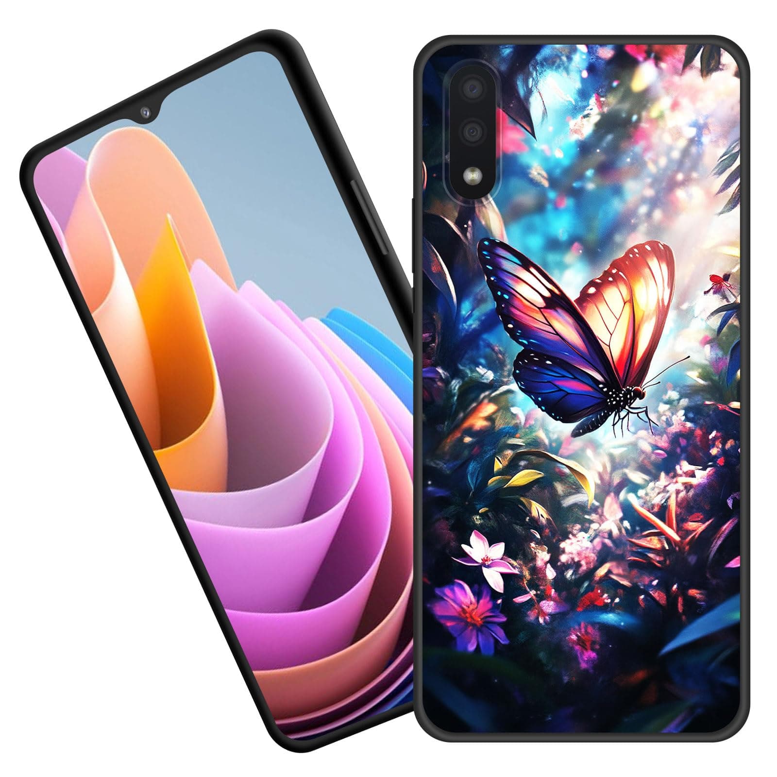 BFUKVOU for Galaxy A50 Case,Premium Soft Silicone Rubber Full-Body Protective Bumper Case for Samsung Galaxy A50,Fantasy Butterfly in Jungle