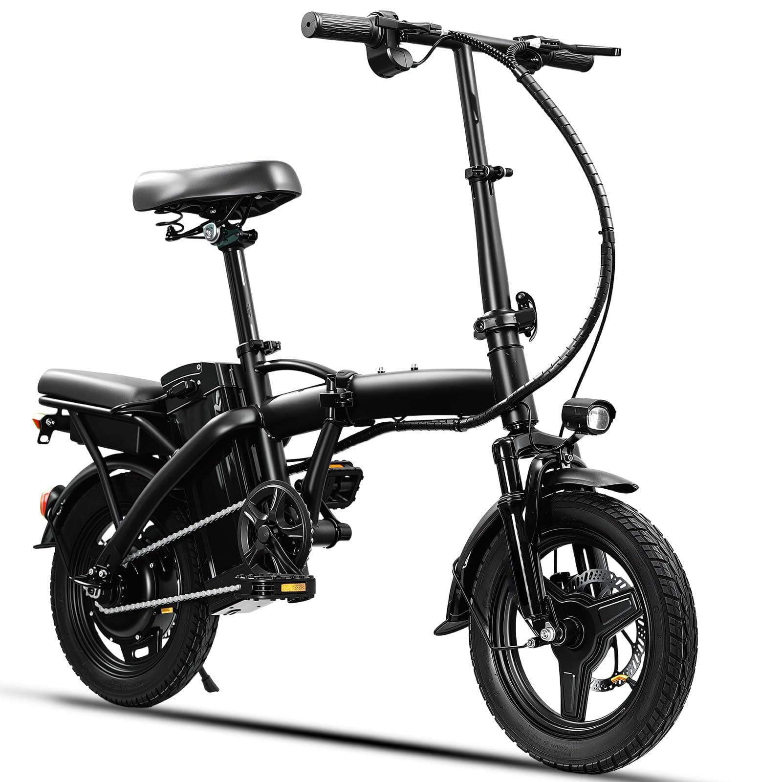 Folding Electric Bike for Adults and Teens, 560W Motor 24MPH Compact Commuter Ebike, 32 Miles Range, 48V 10Ah Battery, 3-Level Pedal Assist, 14" Mini Foldable Electric Bicycles, UL2849 Certified