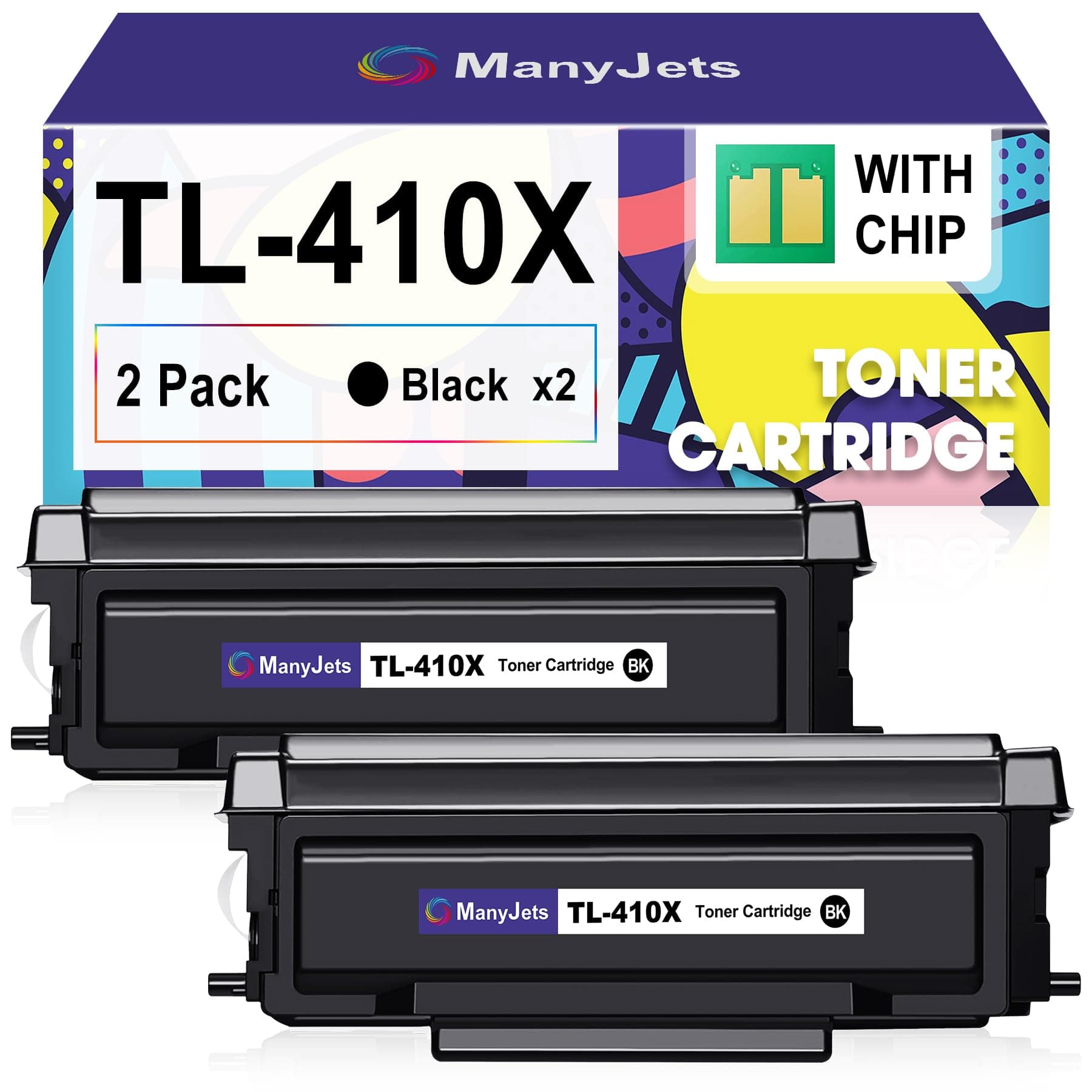 ManyJets TL-410X High Yield Toner Cartridge Compatible for Pantum TL-410X TL-410H TL-410 Toner Black for P3010DW P3012DW P3302DW P3302DN M7102DW M7102DN M7202FDW M6702DW Series Printers, 2 Black