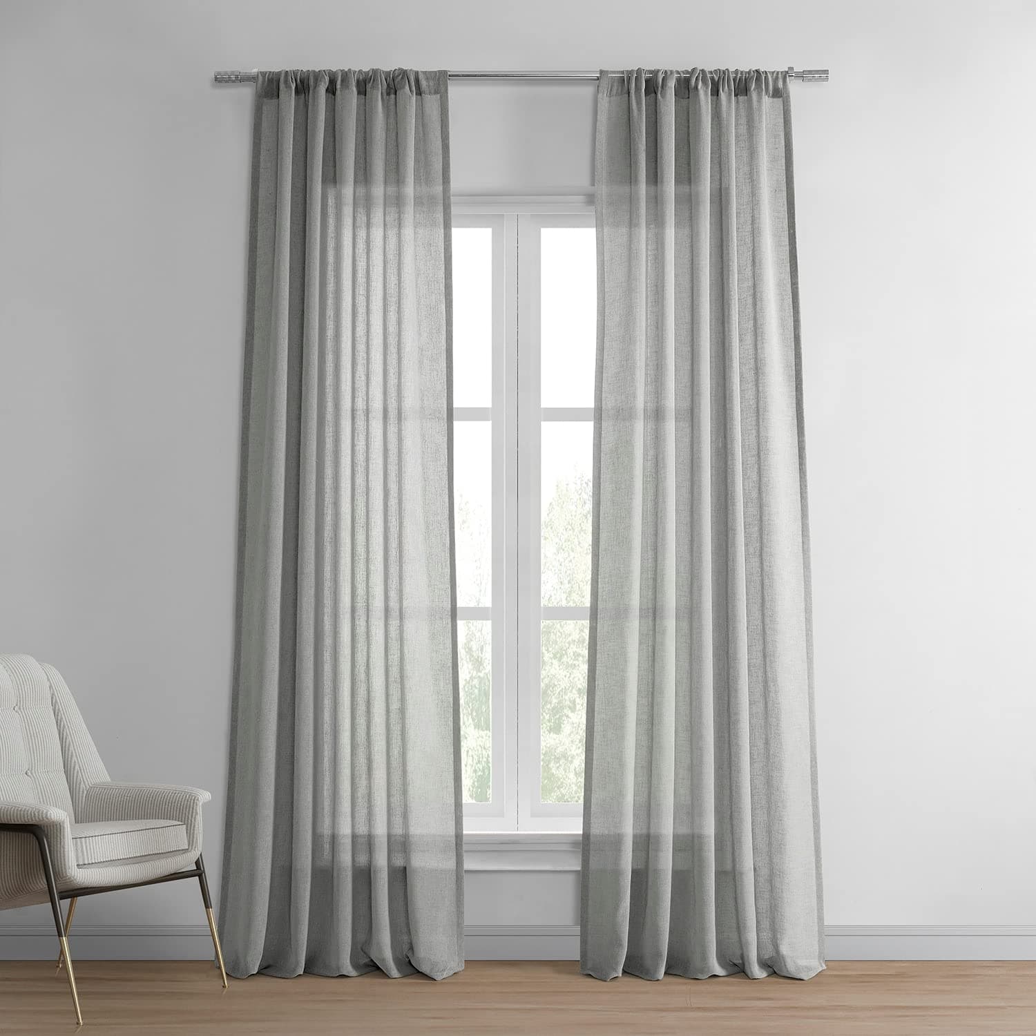 HPD Half Price Drapes Solid Sheer Curtains For Living Room Linen Texture 50 X 108 (1 Panel), SHCH-SS07163-108, Paris Grey