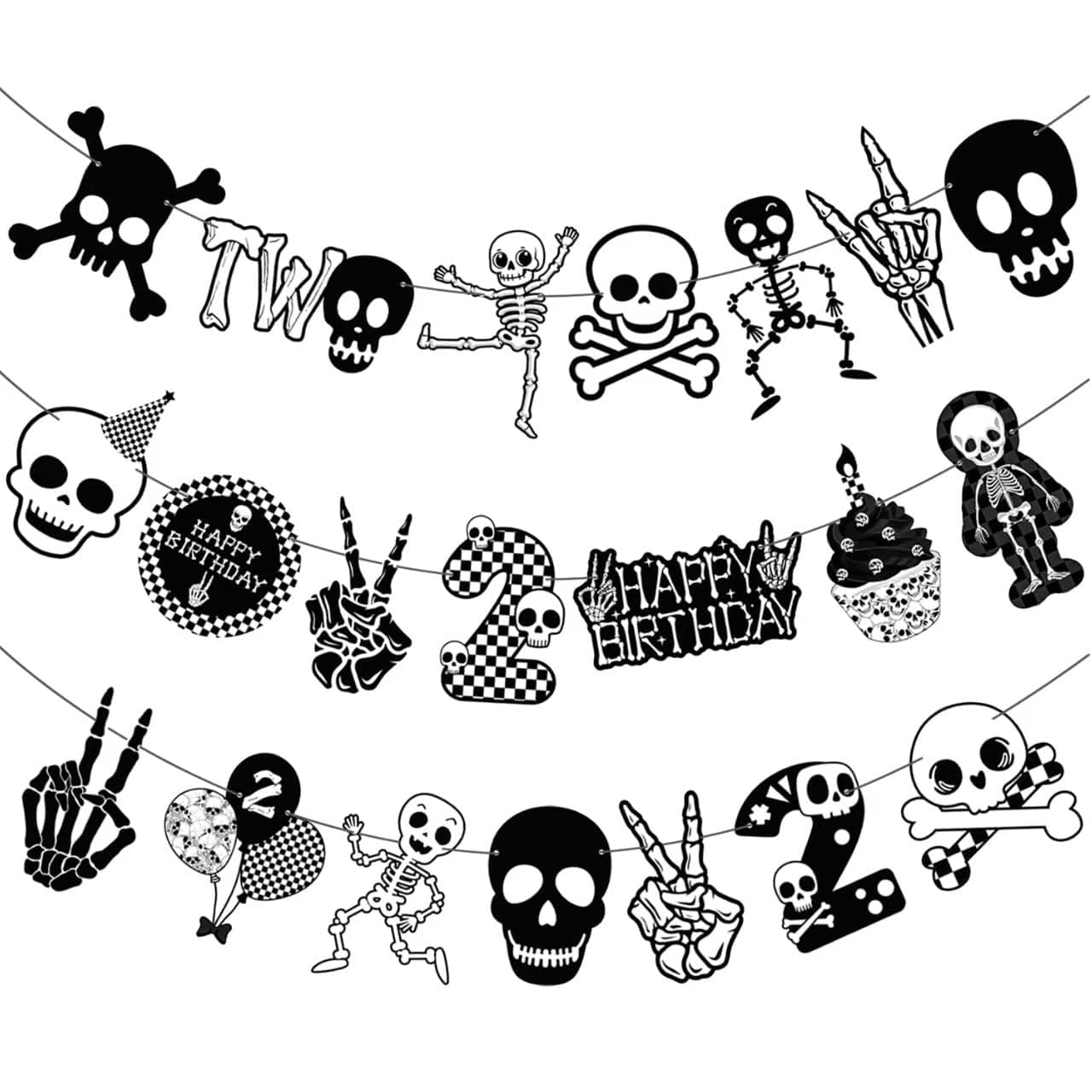 Bad Two The Bone Party Banners Two Rocks Birthday Decorations for Boys