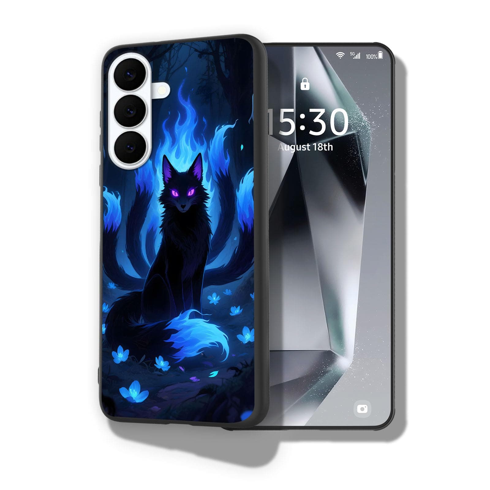TAOLYUNI for Samsung Galaxy S26 Plus Case, Ultra Thin Soft Flexible TPU Cover with Pattern Design, Grade Shockproof Protection, Anti-Fingerprint Scratch Resistant, Mystic Fox Glow