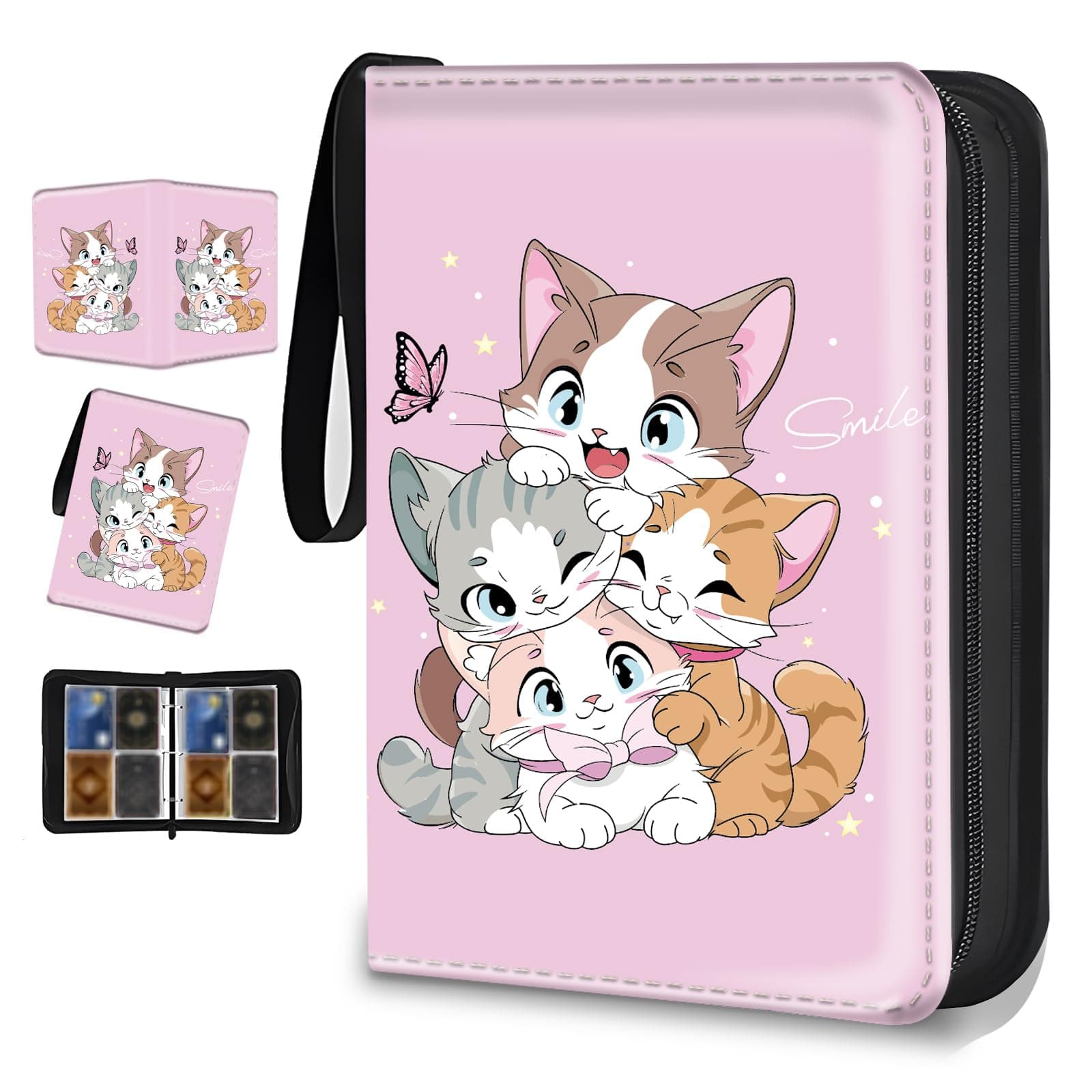 4 Pocket Trading Card Binder, Holds 400 Cards, Zipper Binder