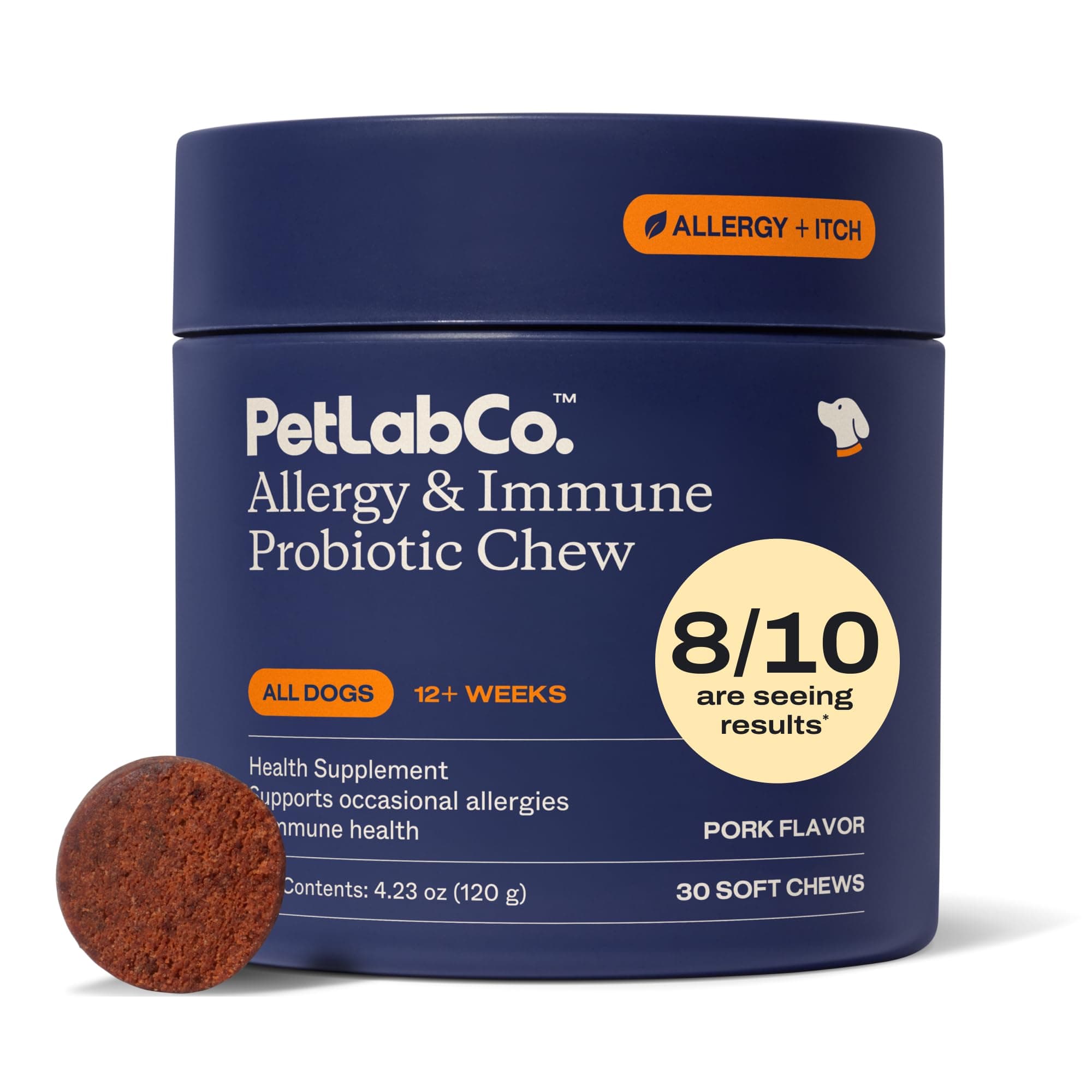 PetLab Co. Allergy & Immune Probiotic Chews, 30 Soft Chews, Pork