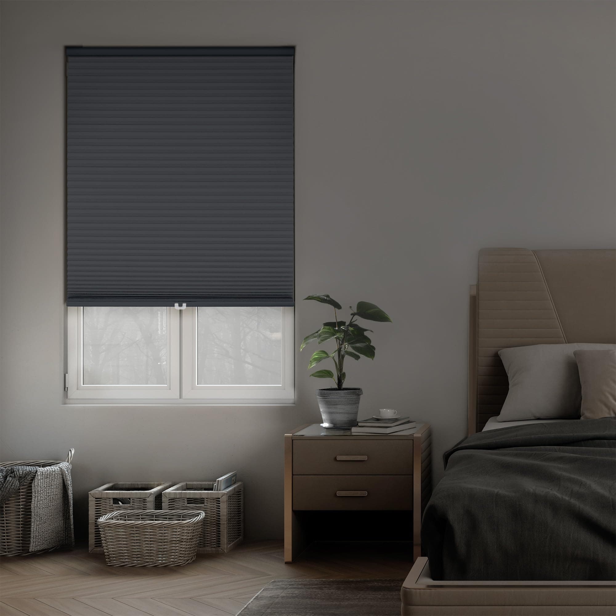 DEZ FURNISHINGS Cordless 1.5" Blackout Cellular Shade, Energy Saver, 40" W x 36" H, Anchor Gray