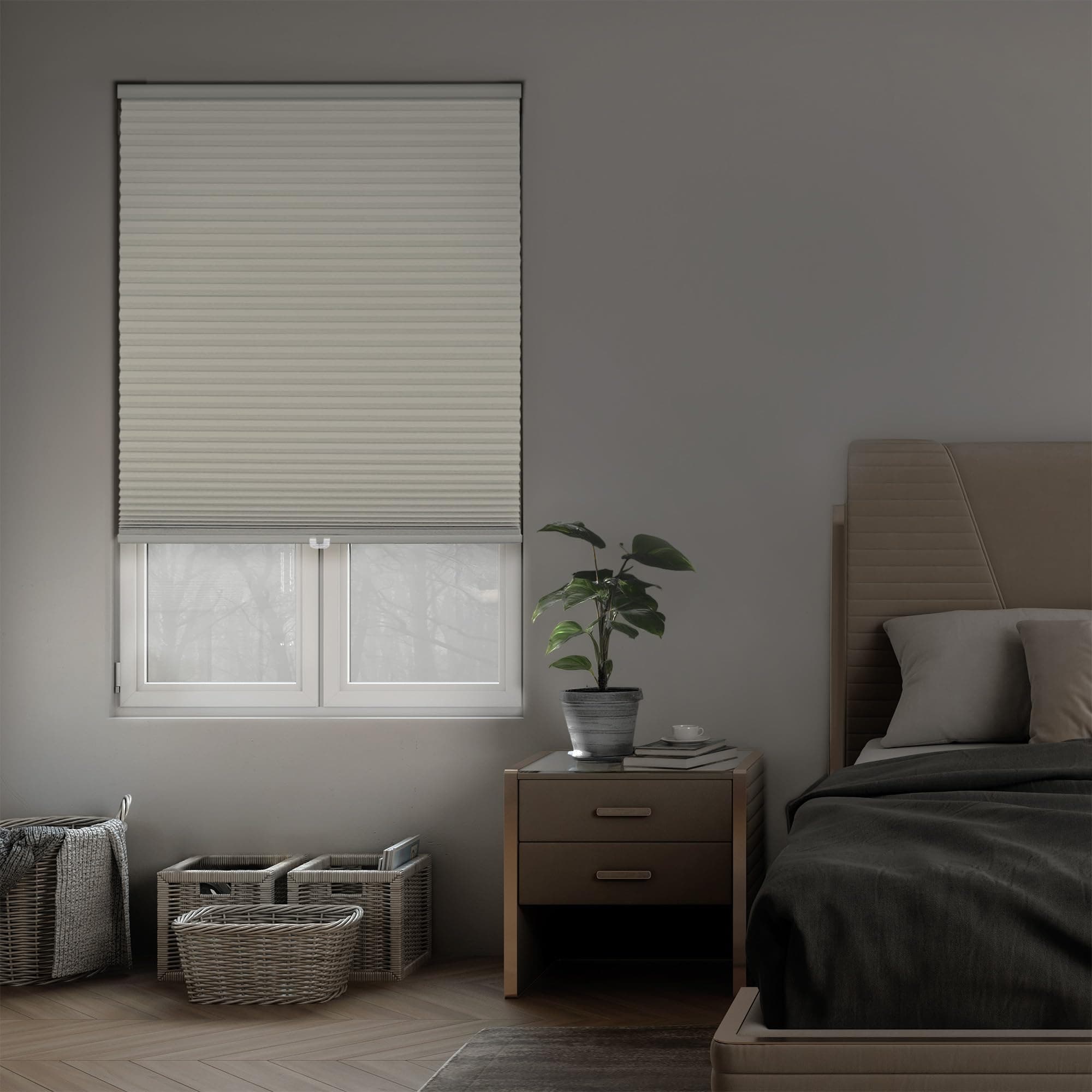 DEZ FURNISHINGS Cordless 1.5" Signature Blackout Cellular Shade, Energy Saver, 48" W x 84" H, Alabaster