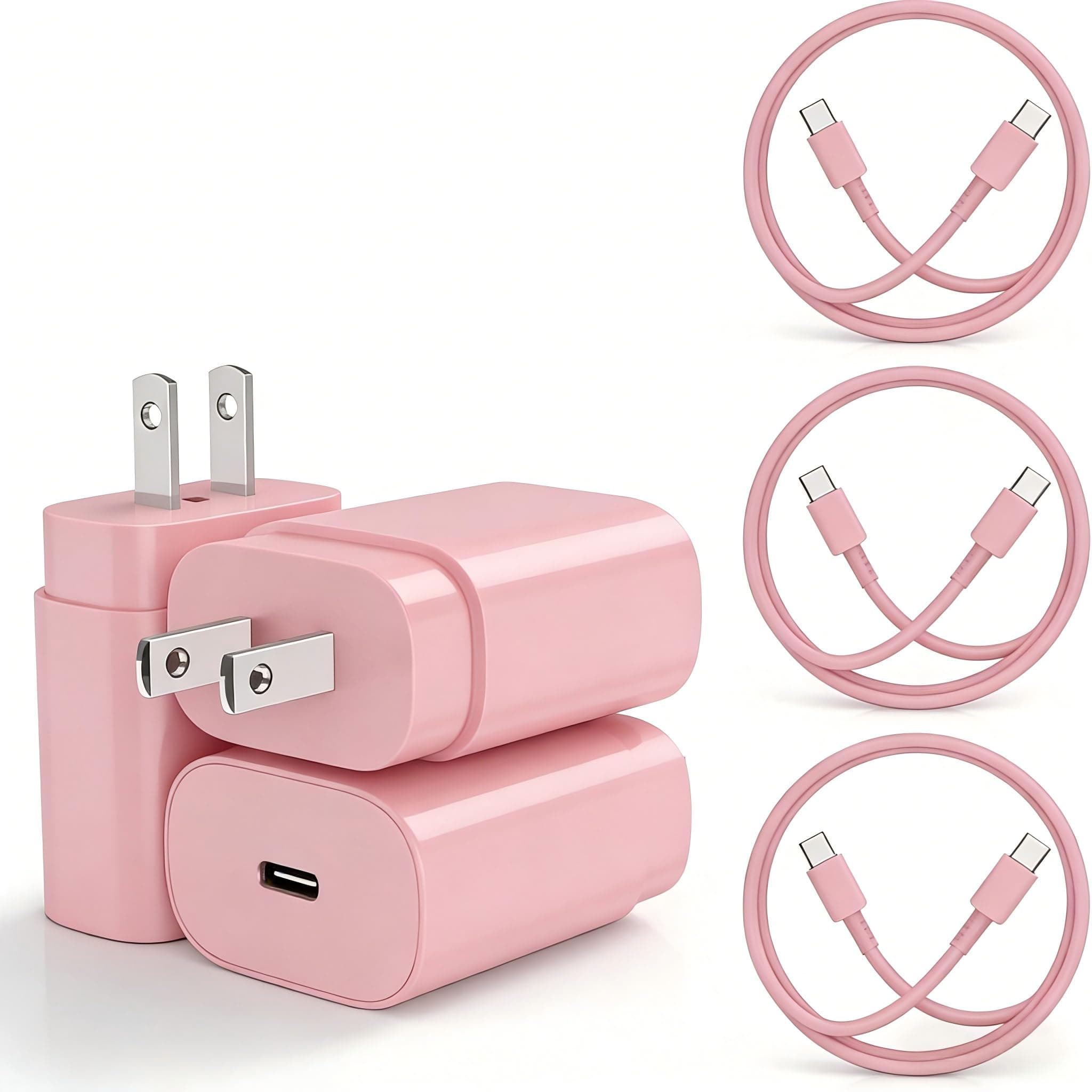 Type-C Charger, 3X 25W PD USB-C Super Fast Charging Block &6/10/10ft Cables