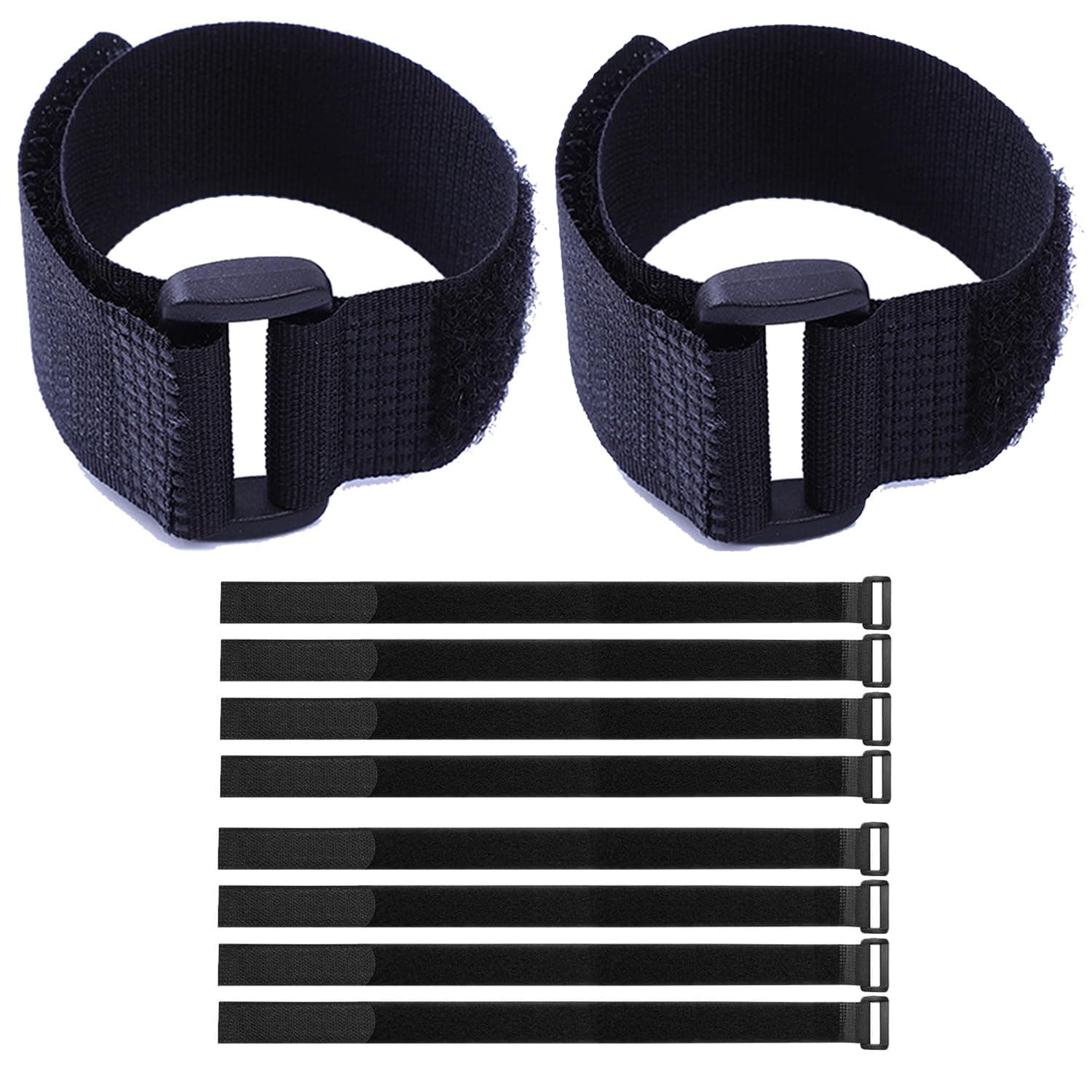 10Pack 1x24” Reusable Nylon Cable Straps with Buckle for Cords Organizer