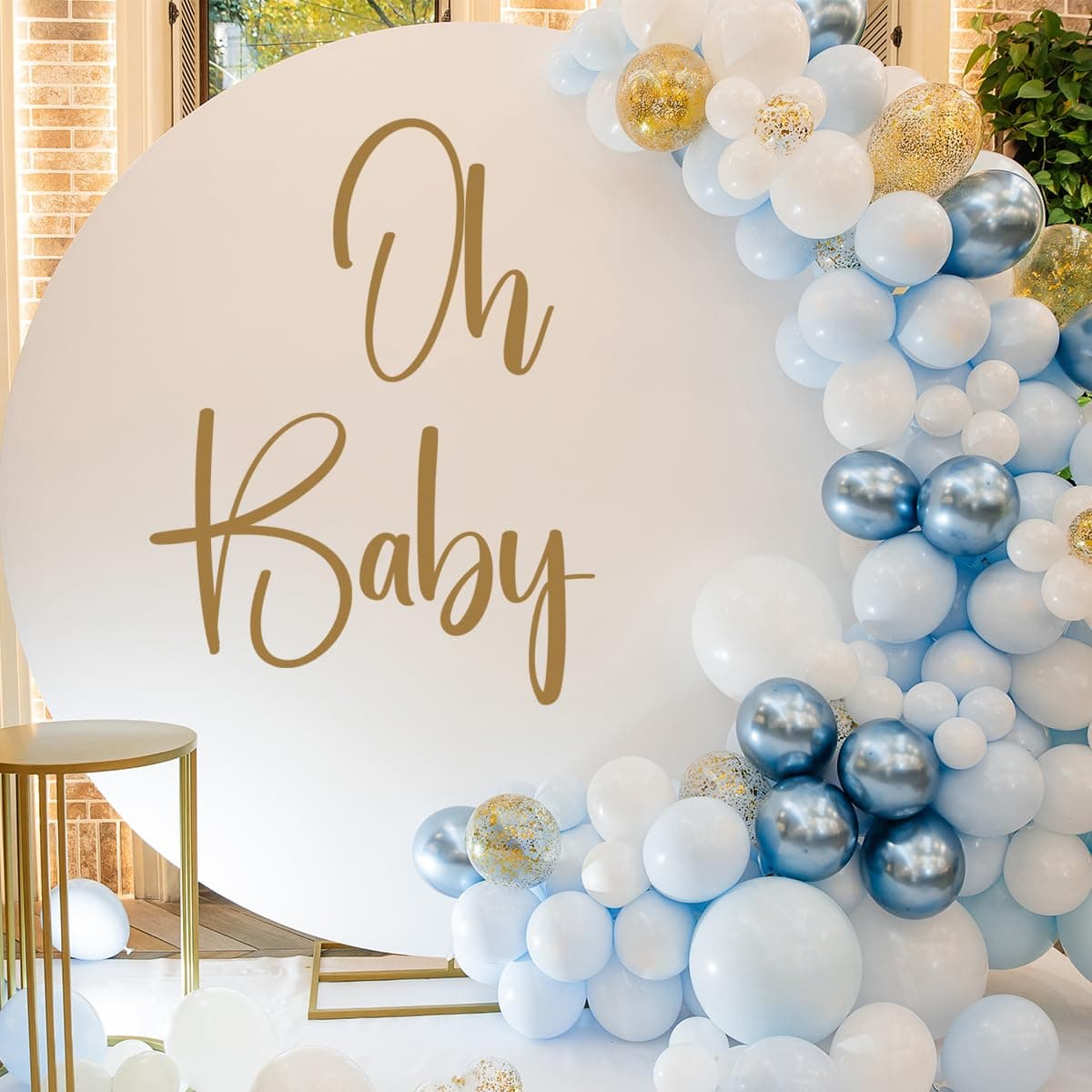 Oh Baby Baby Shower Party Decal Sign - Balloon Arch Wall Decoration,Gold Large Baby in Bloom Baby Shower Decorations Neutral Gender Reveal Decor (Oh Baby Decal)