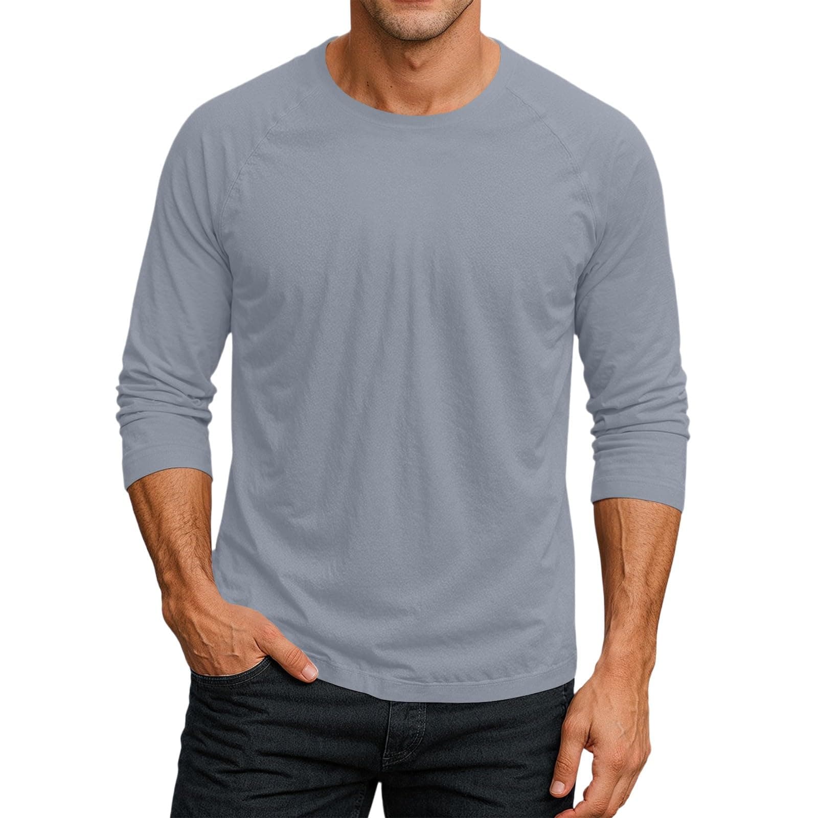 HYYGOCCTV Mens Jersey Baseball T-Shirts 3/4 Sleeve Shirts for Men Plain Big and Tall Shirt Moisture Wicking Crewneck Baseball Sports Workout Gym Athletic Tee Men's Clothing Ropa para Hombre Green XL