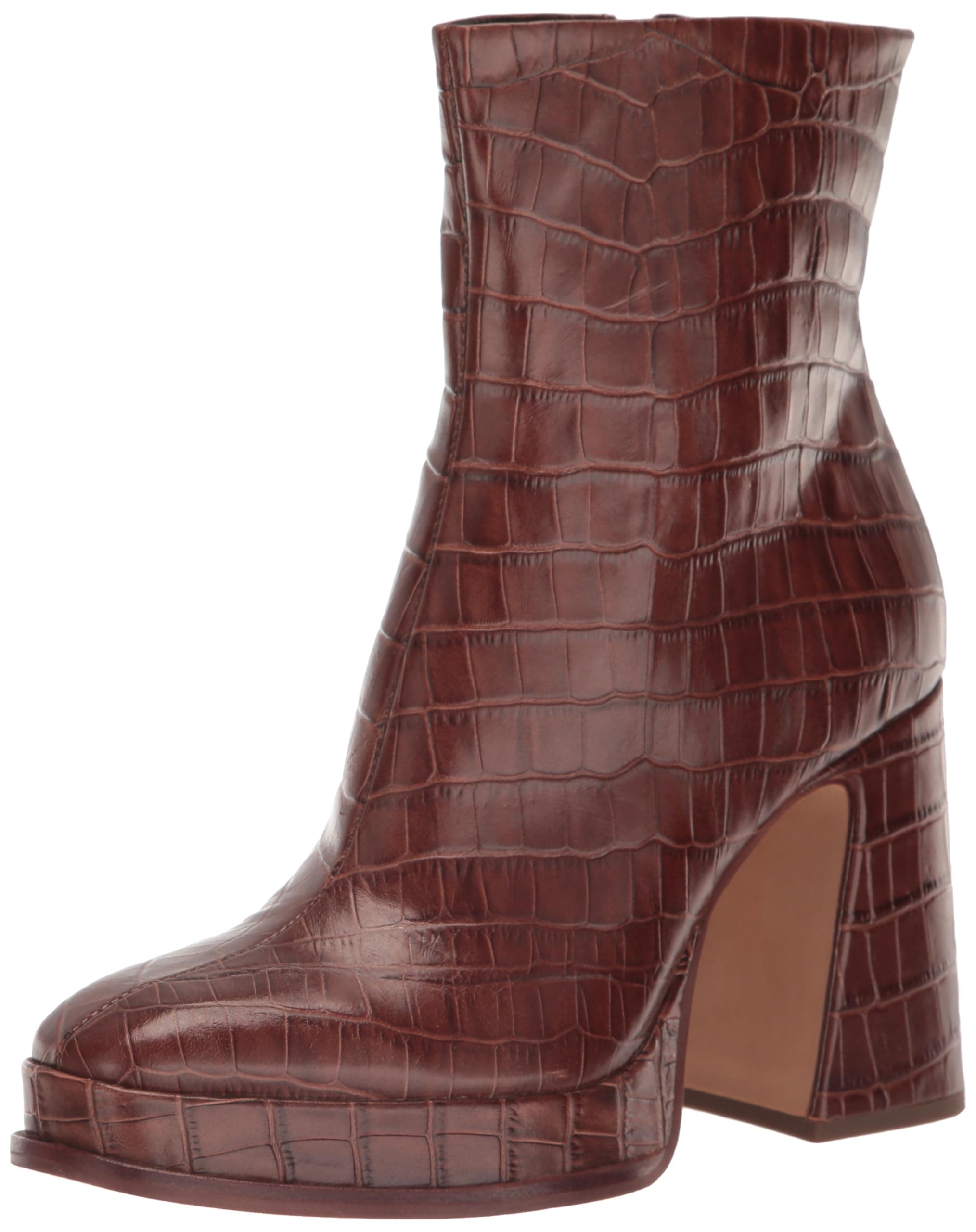 Dolce Vita Women's Lochly Fashion Boot, Walnut Embossed Leather, 7