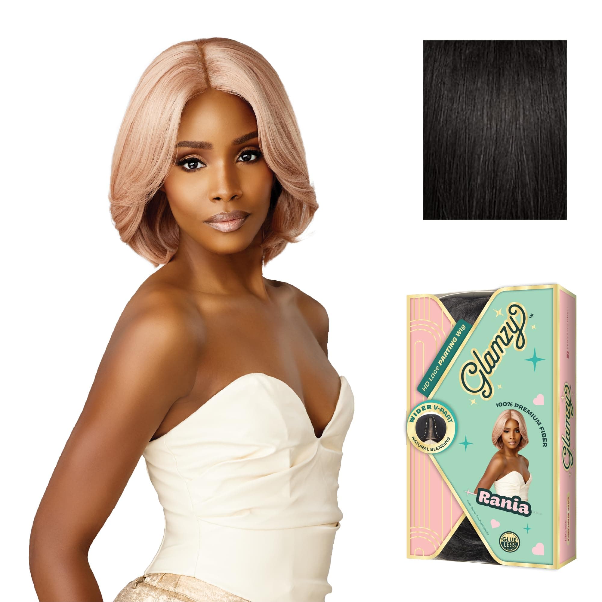 Sensationnel Glamzy Synthetic Hair Glueless Hd Lace Crown Wig - Rania (Color : 1b Off Black)