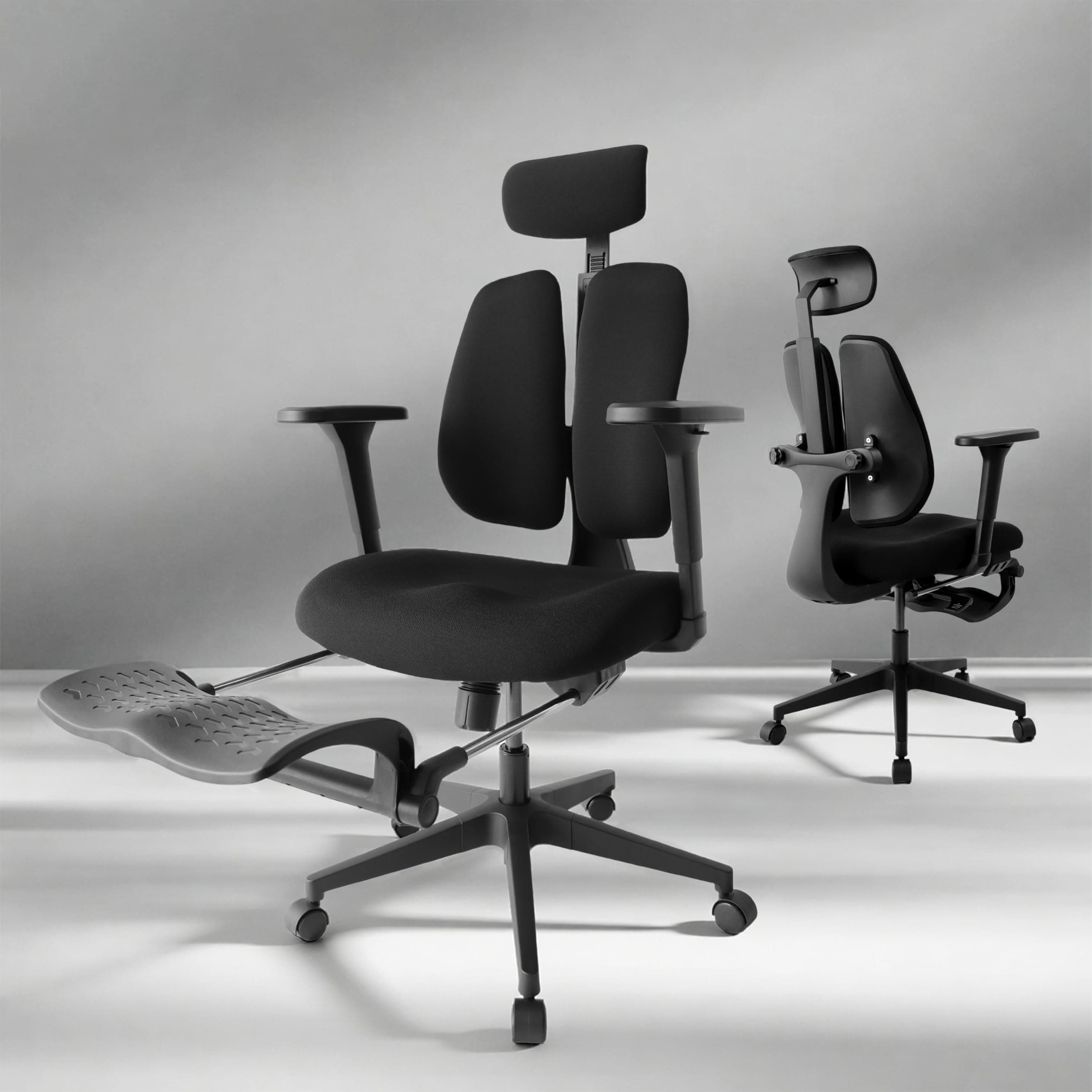 RIEIOR Flex Ergonomic Office Chair with Dynamic Split-Back Design, 3.15" Ultra-Thickened High-Density Molded Foam Seat, 4D Adjustable Armrests, High Back Computer Desk Chair with Footrest, Black